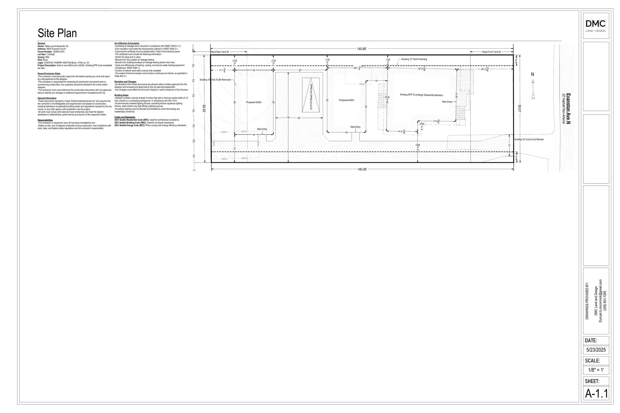 Site plan for 9551 Evanston Ave N