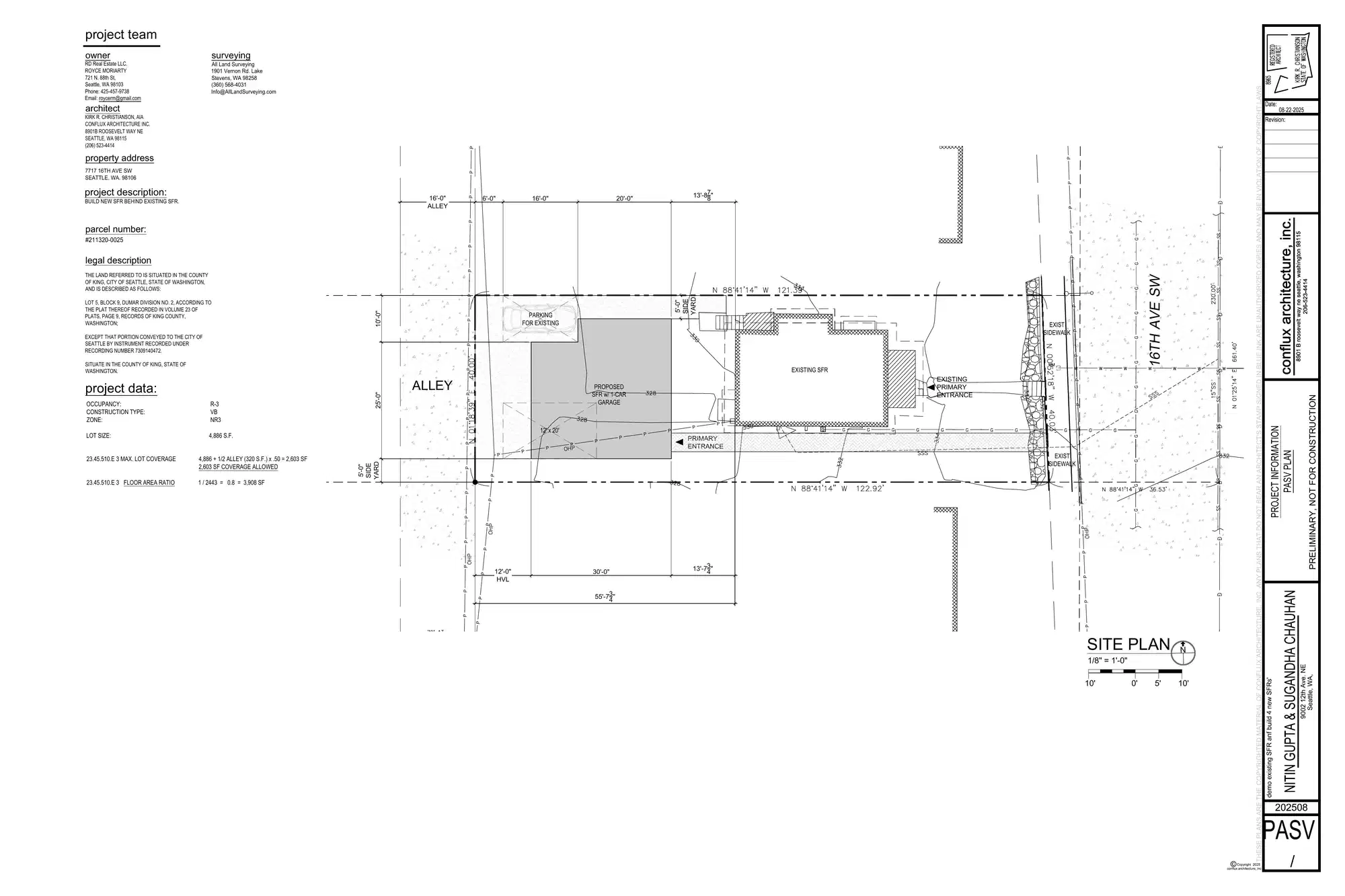 Site plan for 7719 A 16th Ave SW