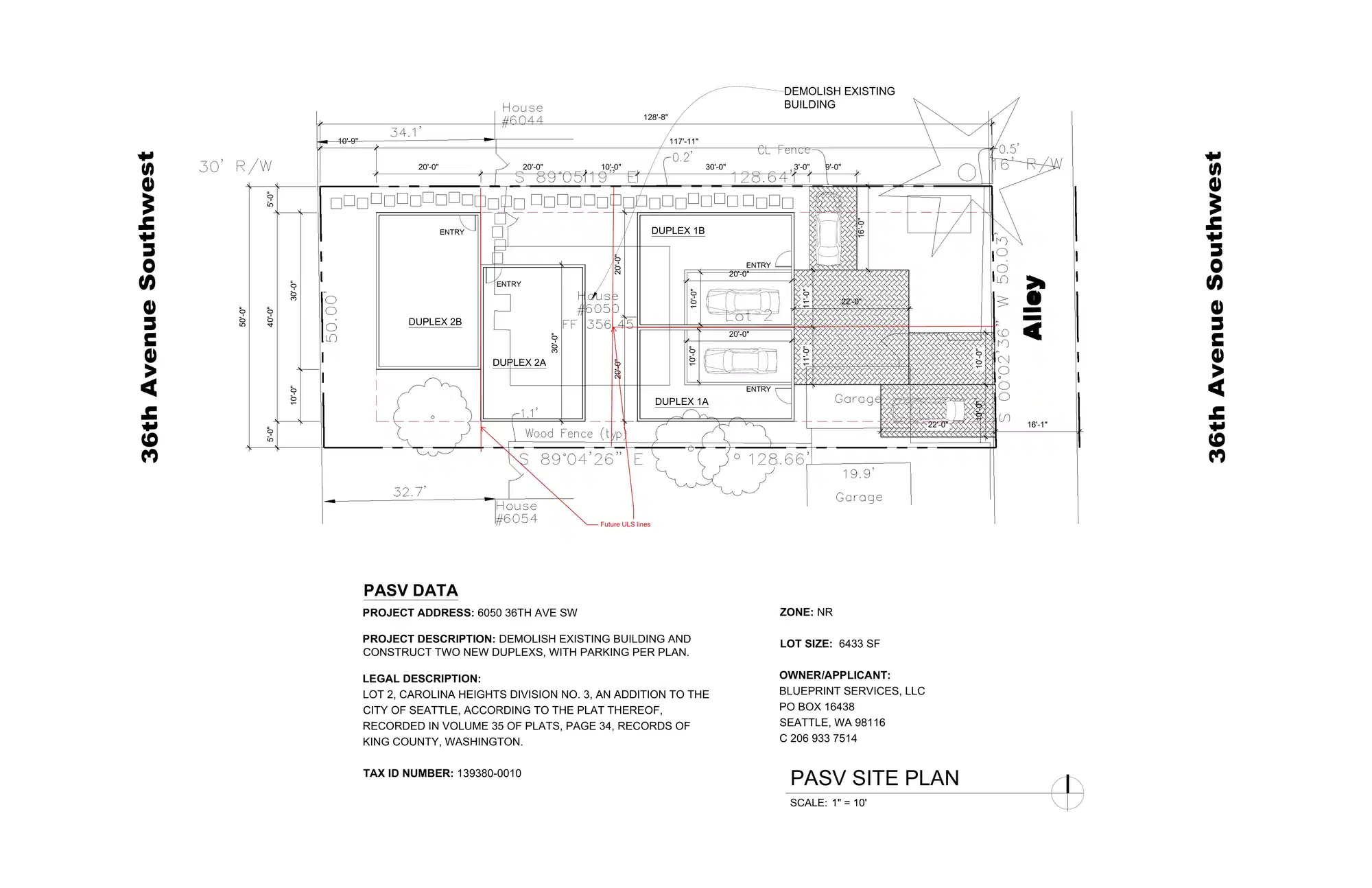 Site plan for 6050 36th Ave SW