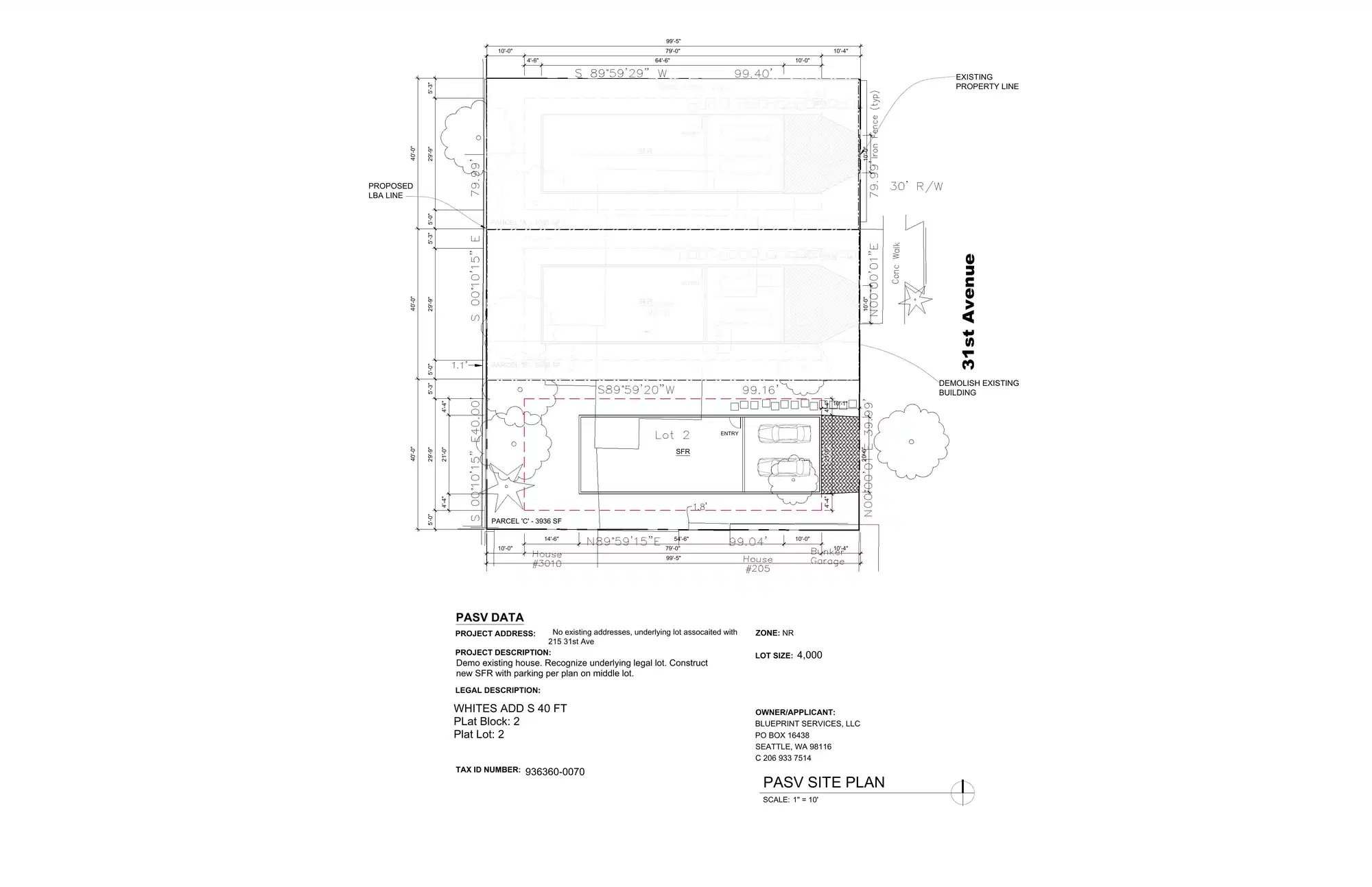 Site plan for 207 31st Ave