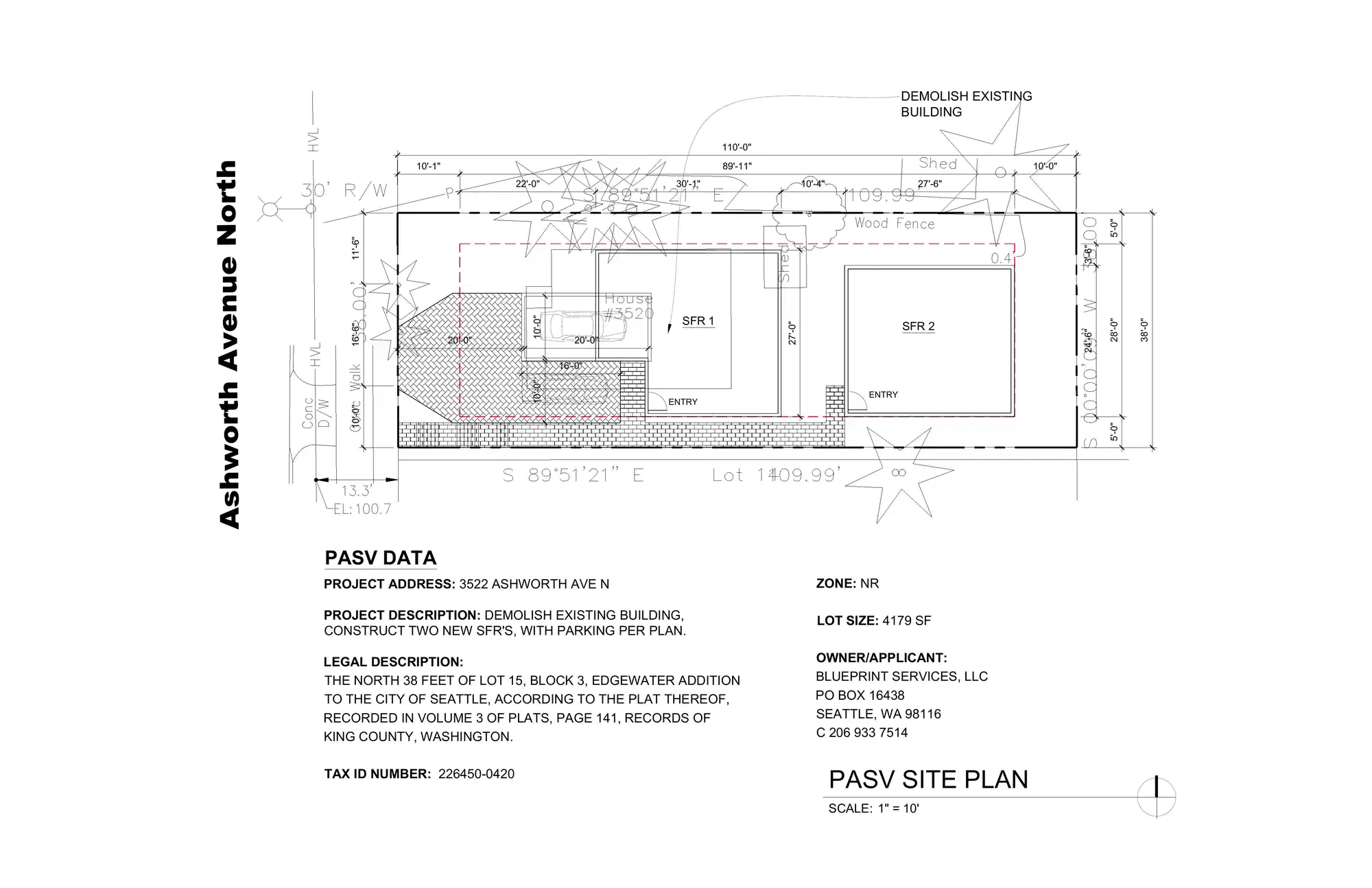 Site plan for 3520 Ashworth Ave N
