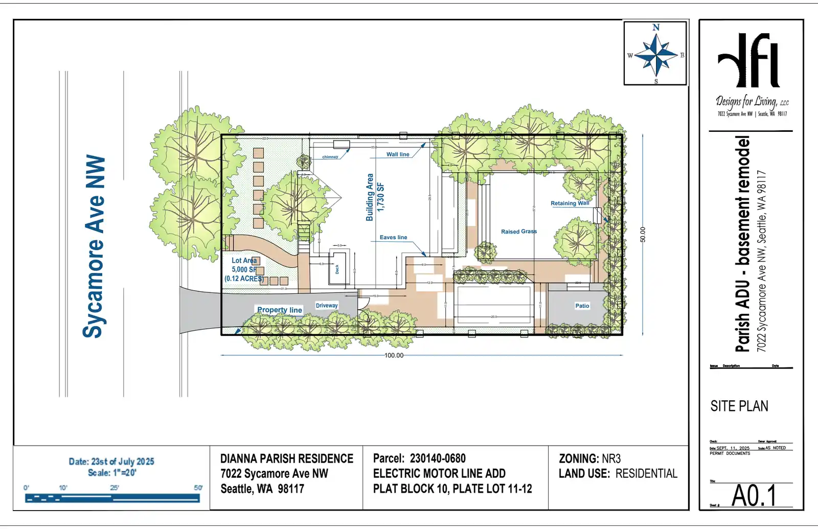 Site plan for 7022 Sycamore Ave NW