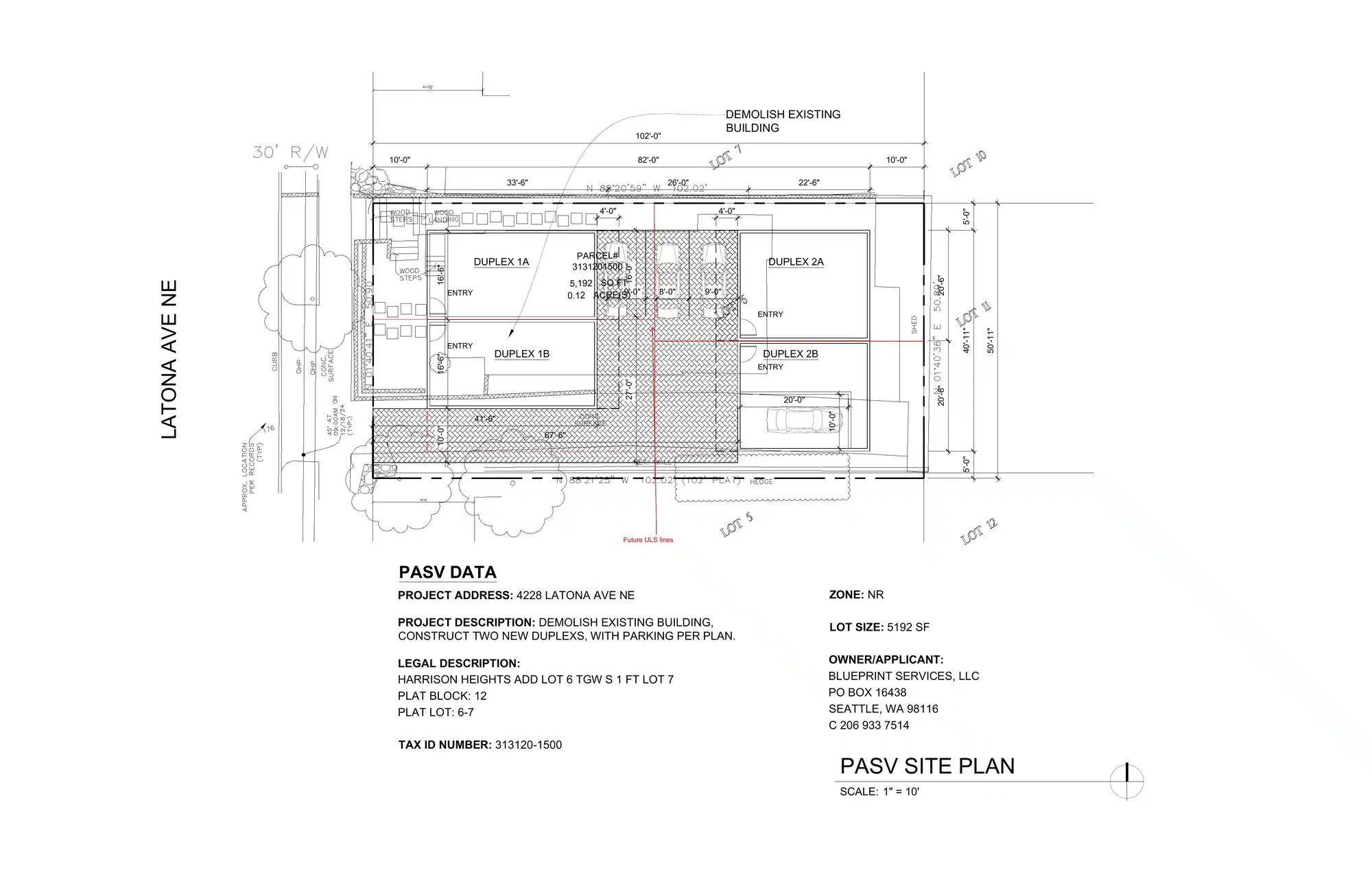 Site plan for 4228 Latona Ave NE