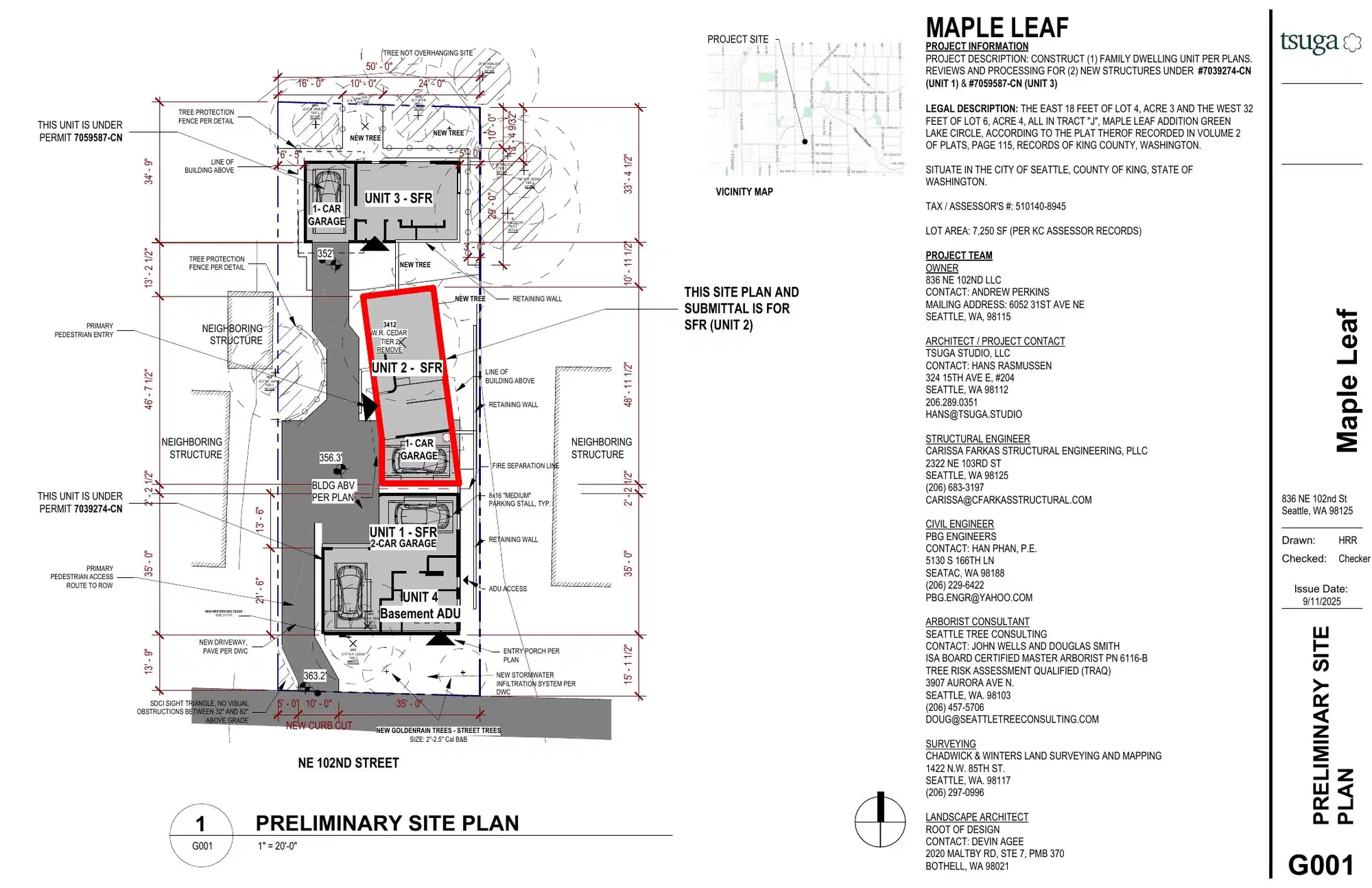 Site plan for 834 B NE 102nd St