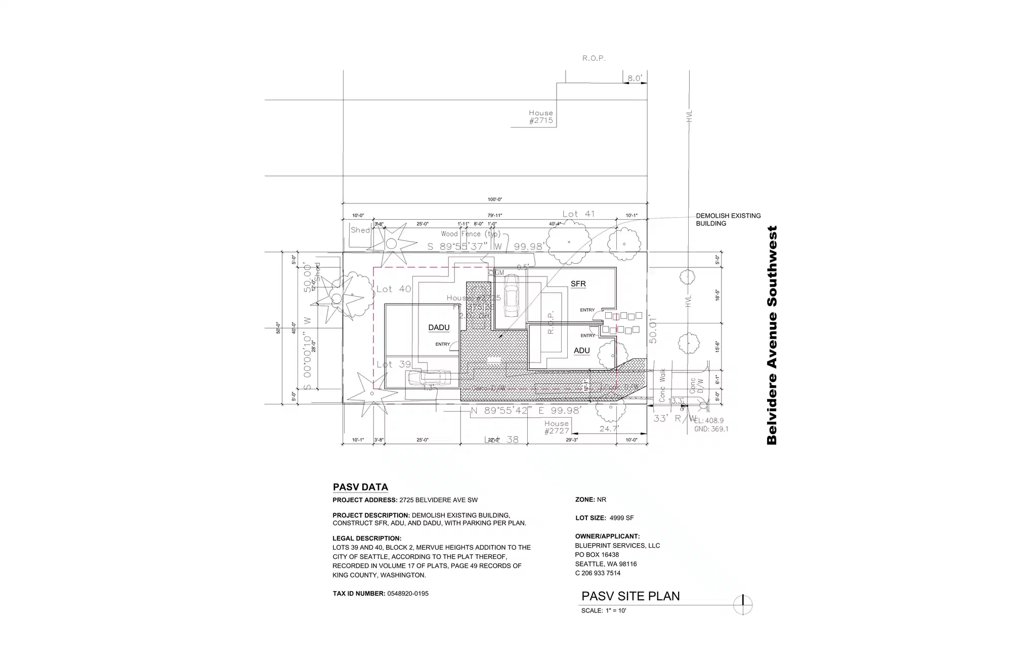 Site plan for 2725 Belvidere Ave SW