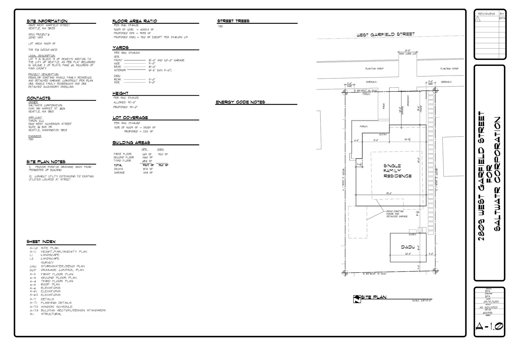 Site plan for 2807 W Garfield St