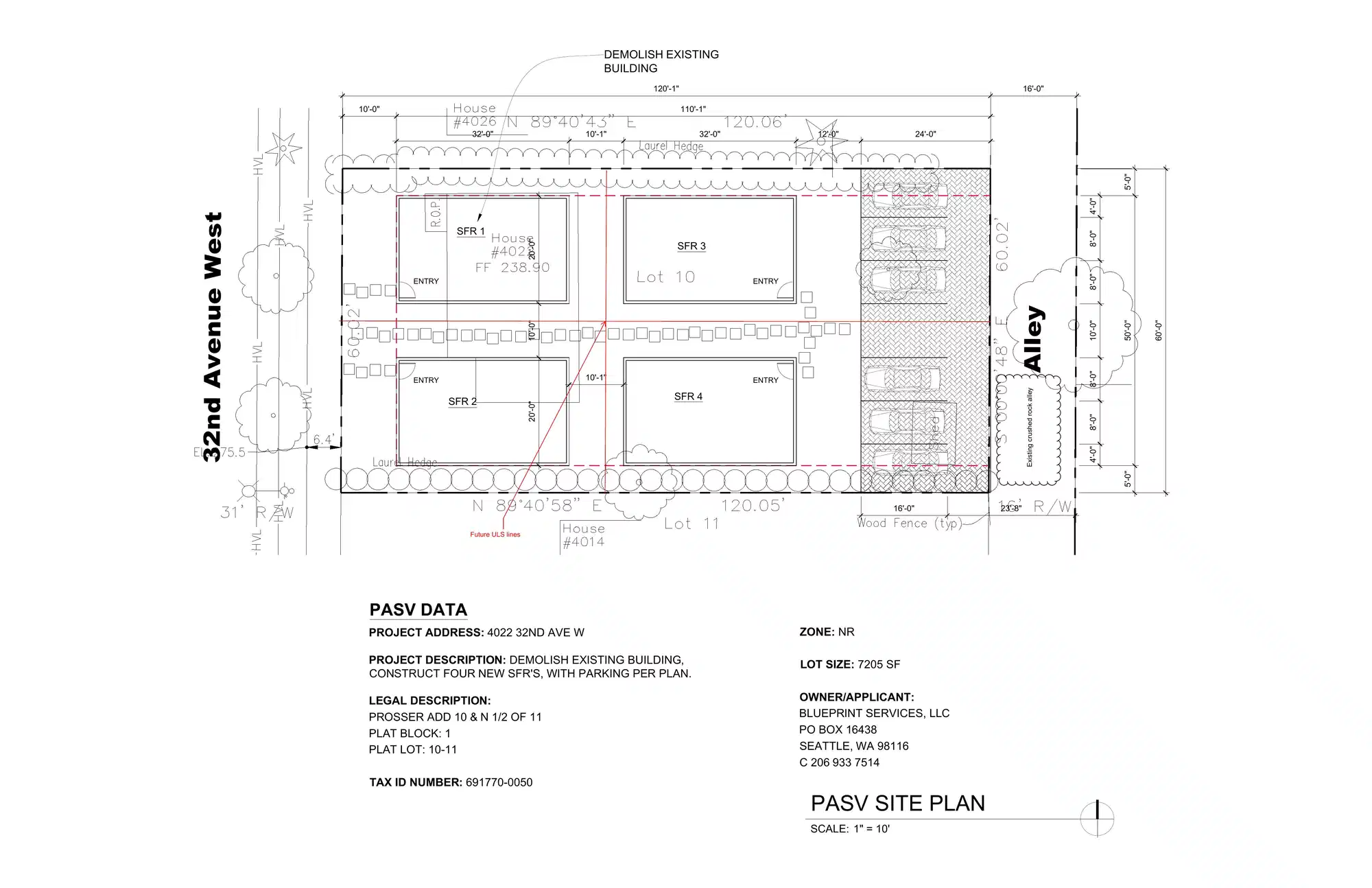 Site plan for 4020 32nd Ave W