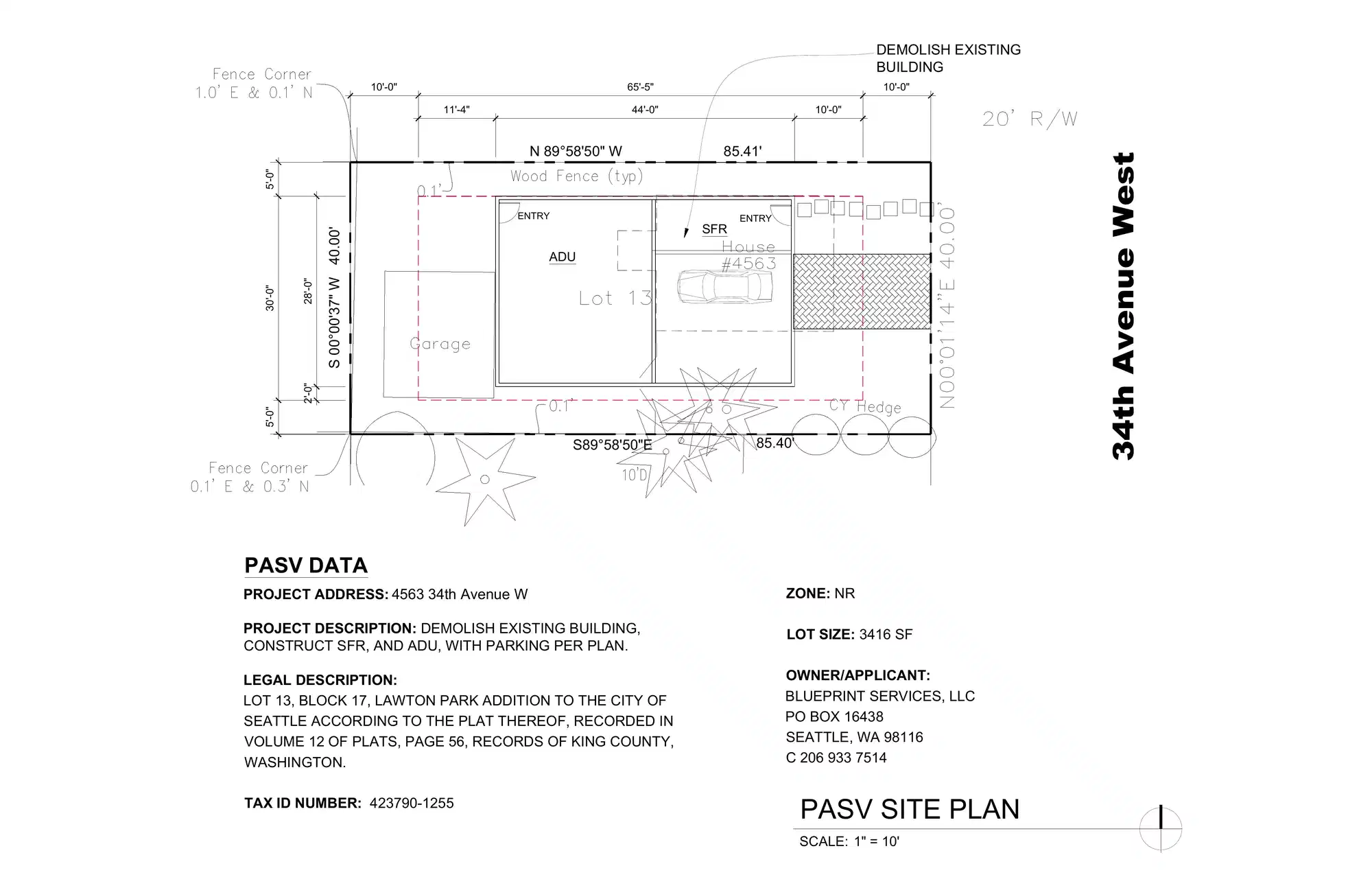 Site plan for 4563 34th Ave W
