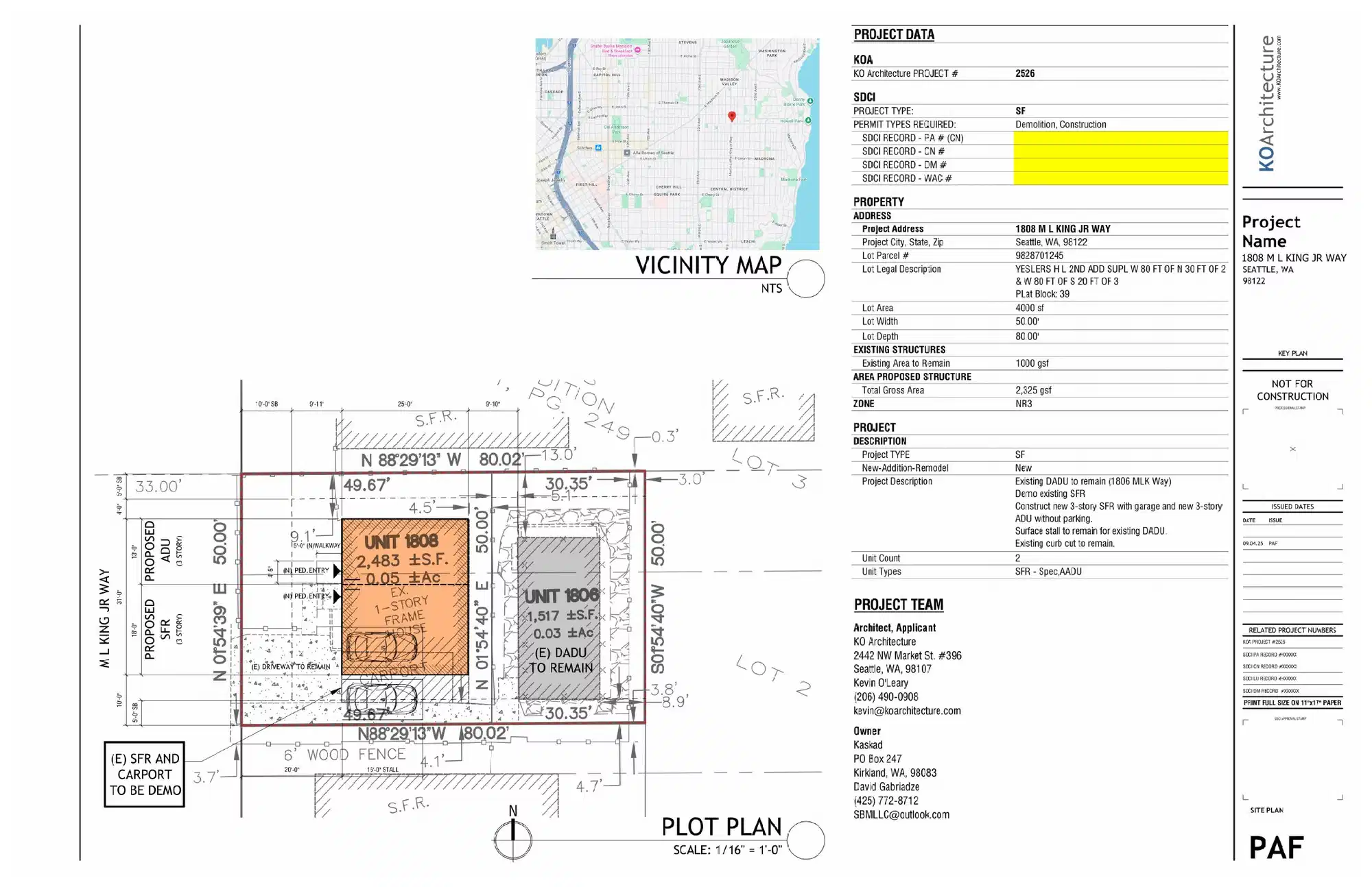 Site plan for 1806 M L King Jr Way