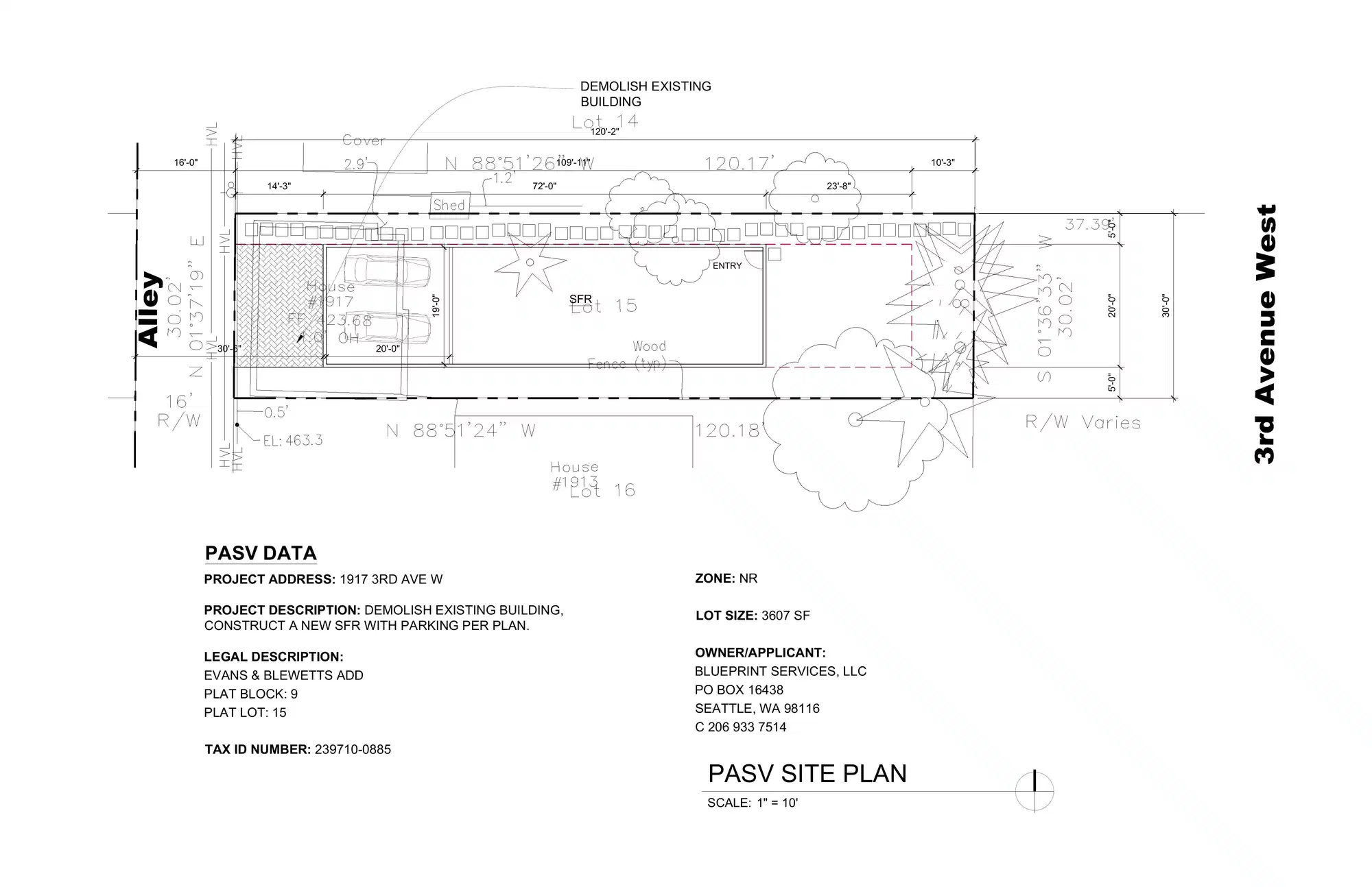 Site plan for 1917 3rd Ave W
