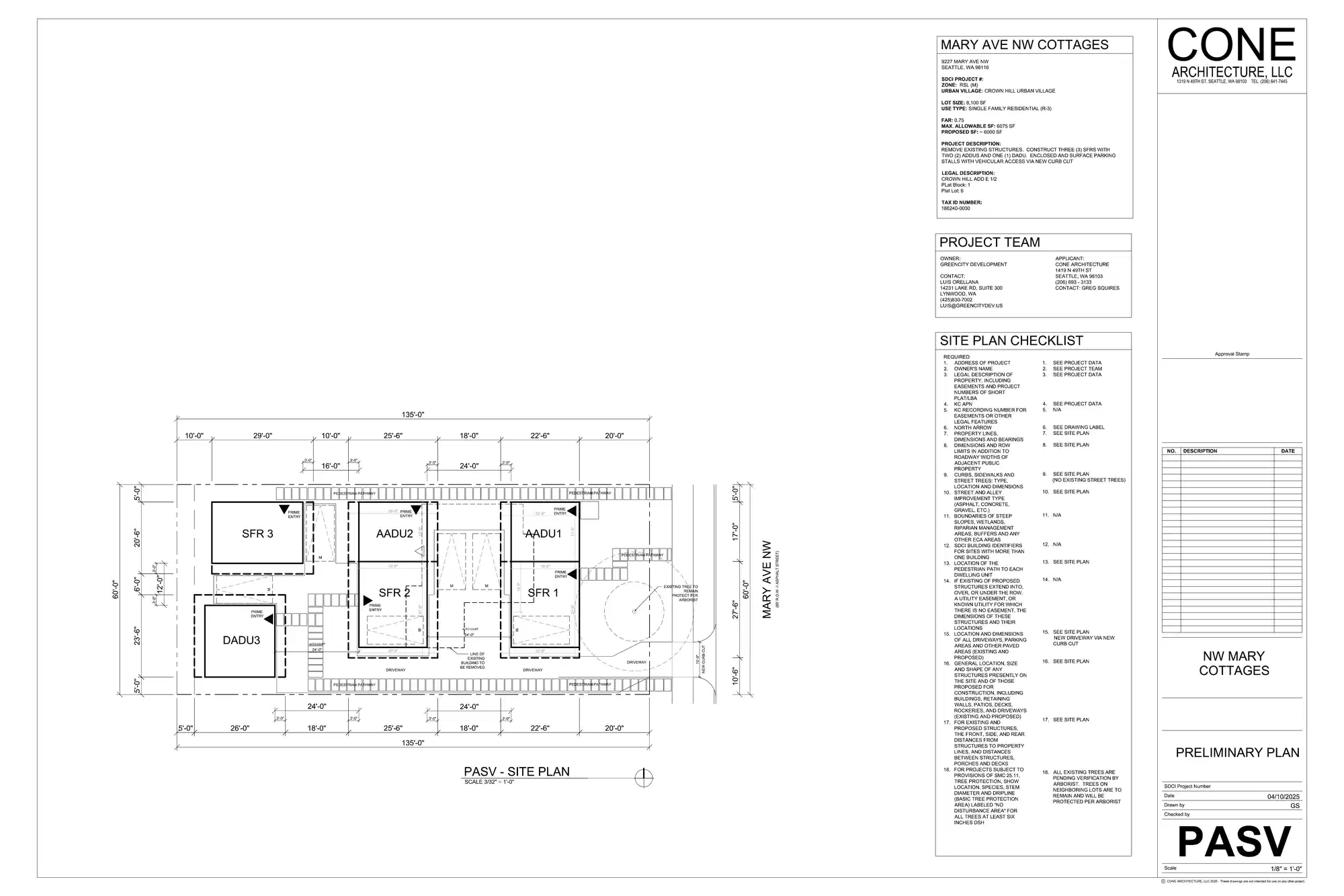 Site plan for 9229 Mary Ave NW