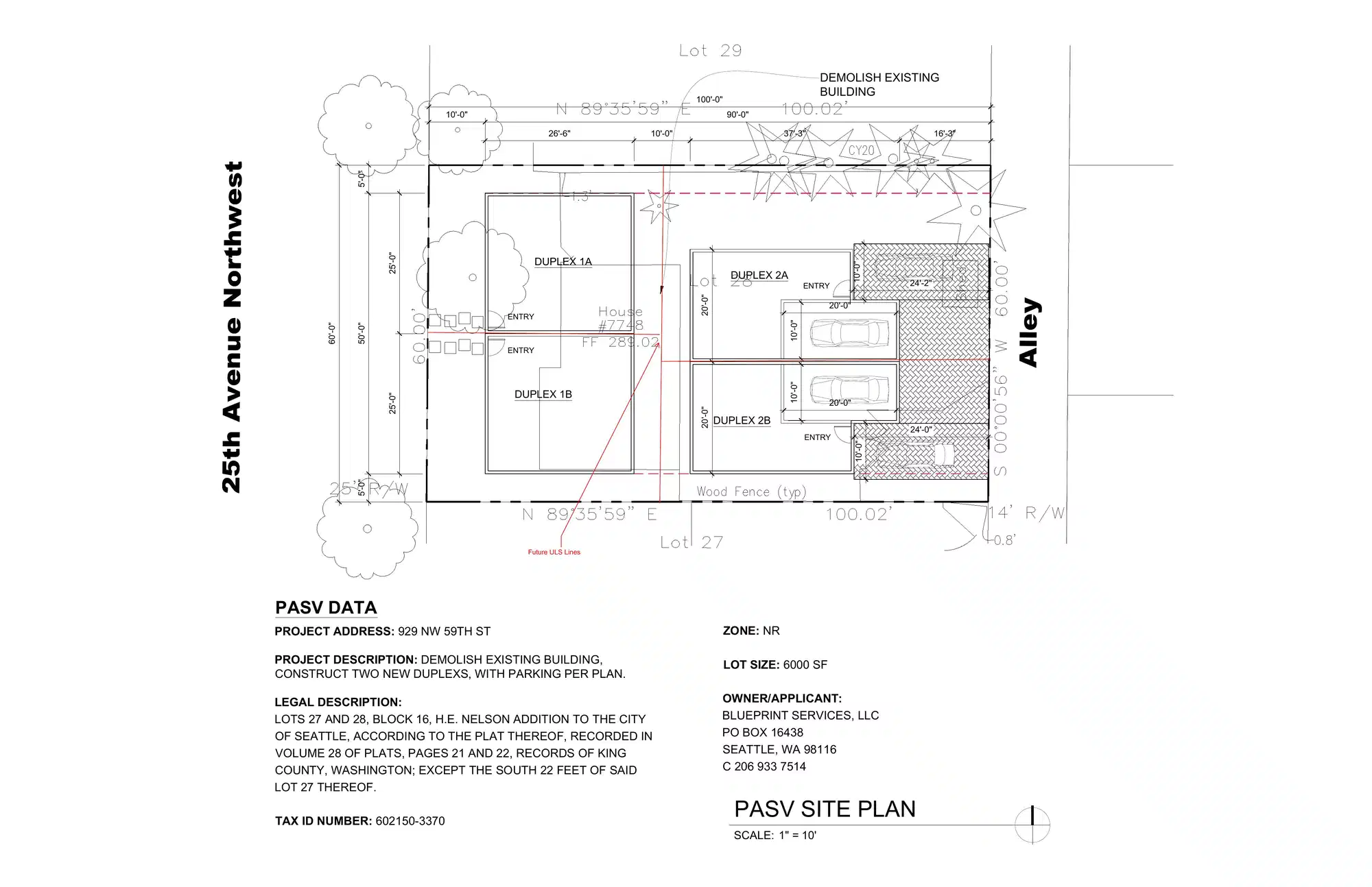 Site plan for 7746 25th Ave NW