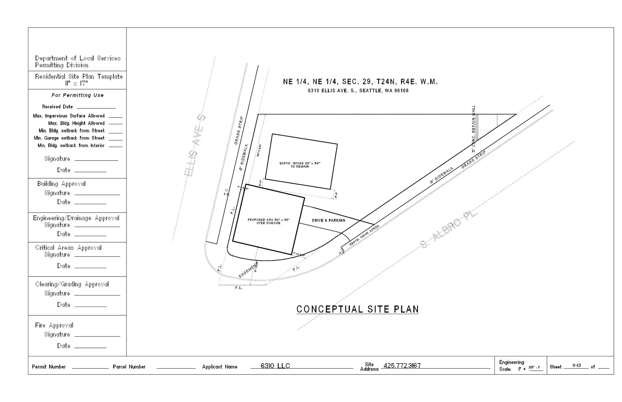 Site plan for 1104 S Albro Pl