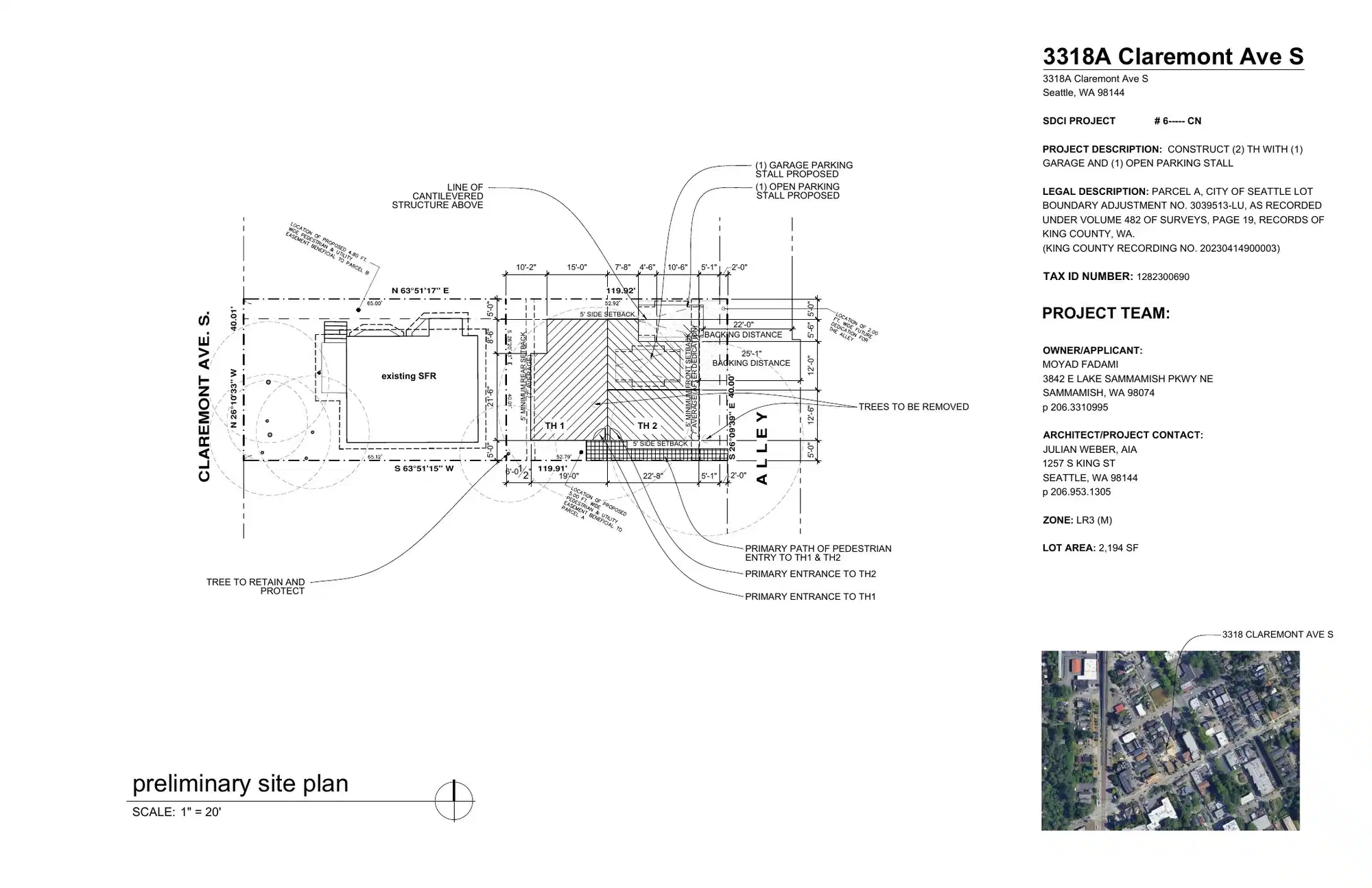 Site plan for 3318 A Claremont Ave S
