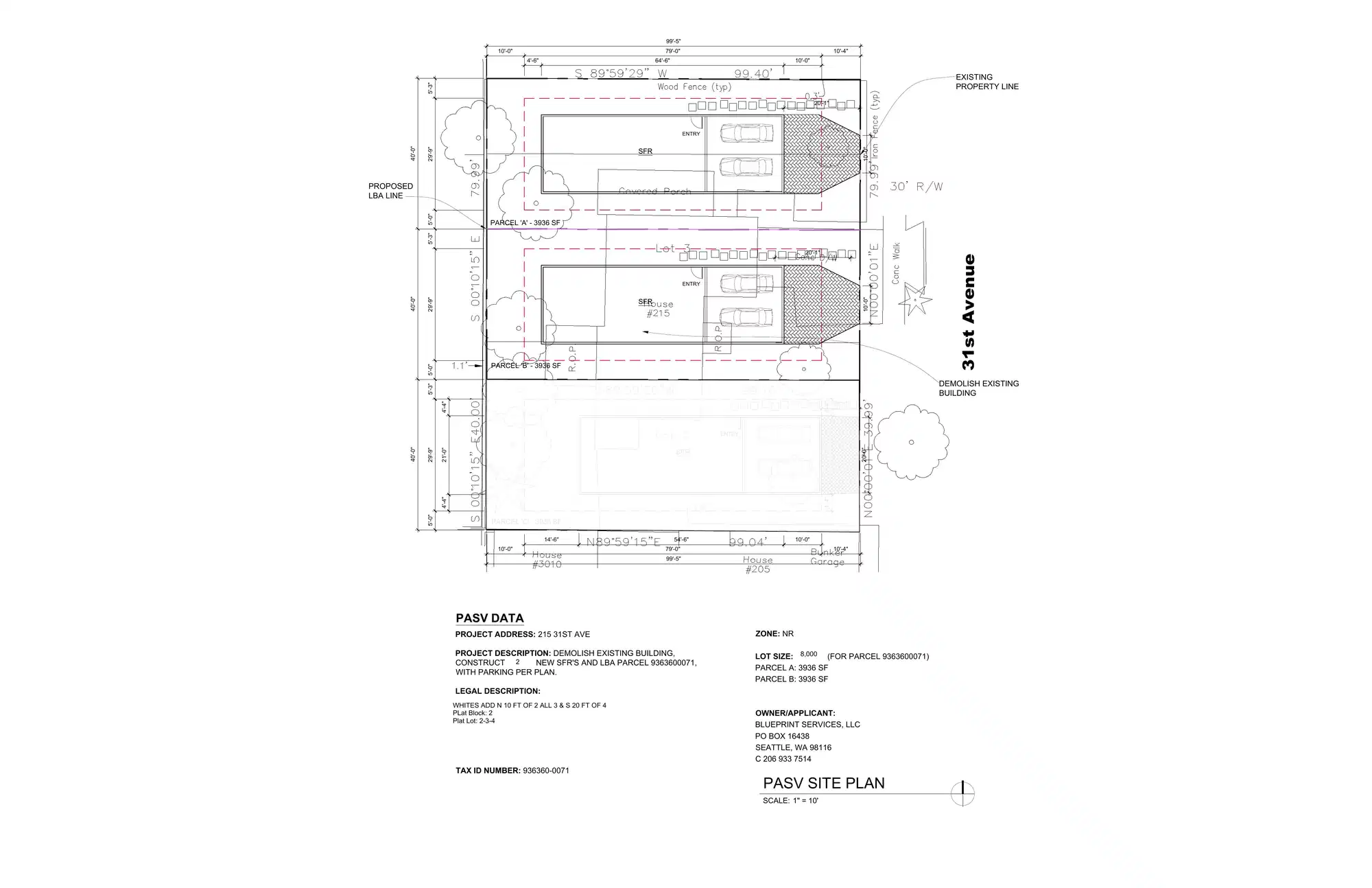 Site plan for 211 31st Ave