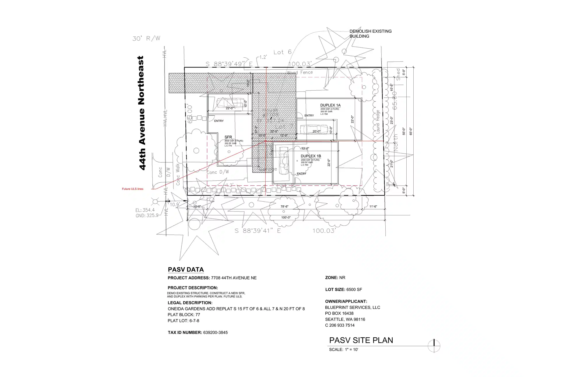Site plan for 7708 44th Ave NE