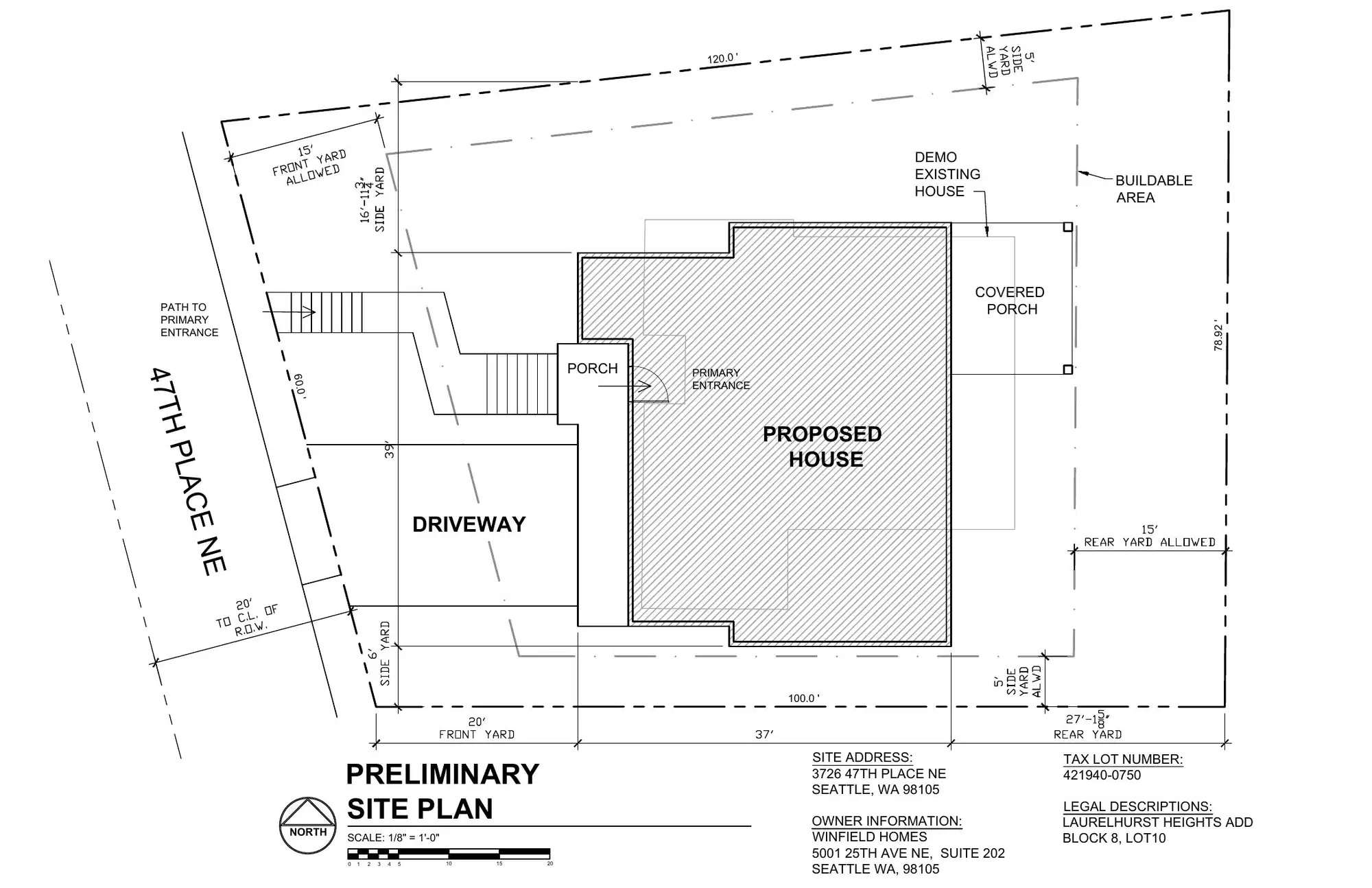 Site plan for 3726 47th Pl NE