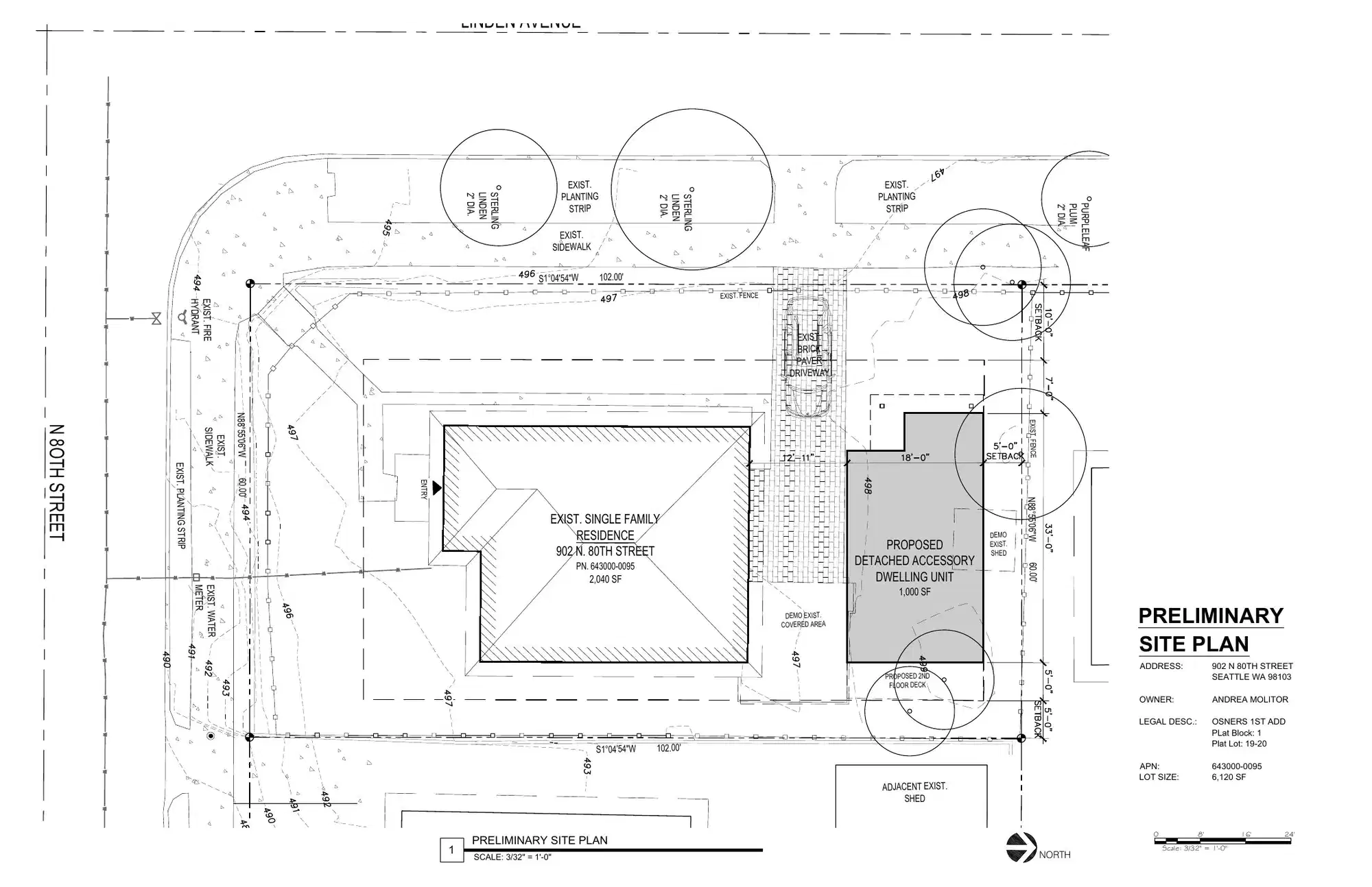 Site plan for 8004 Linden Ave N