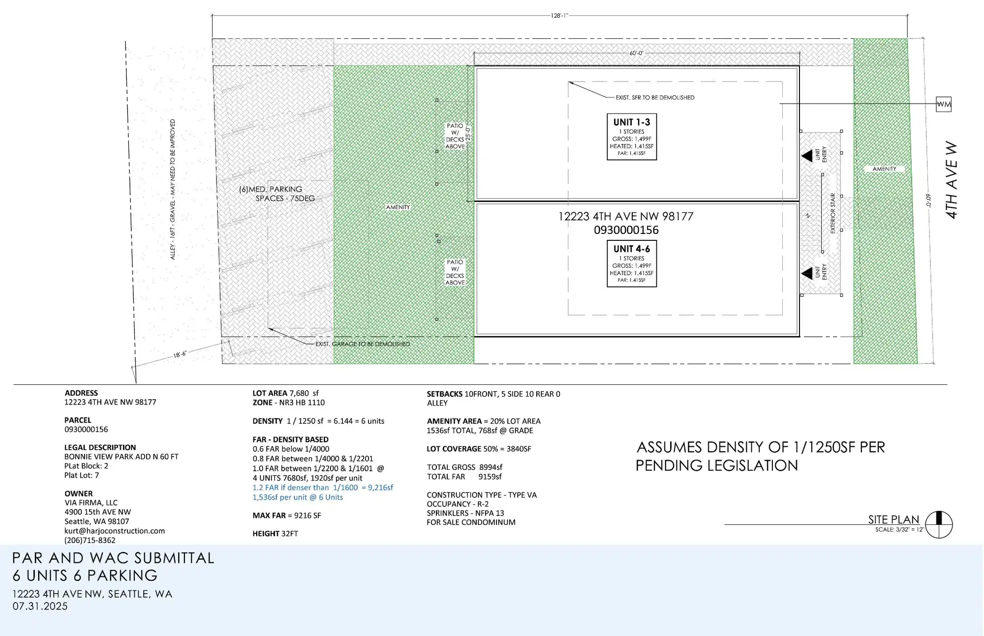 Site plan for 12223 D 4th Ave NW