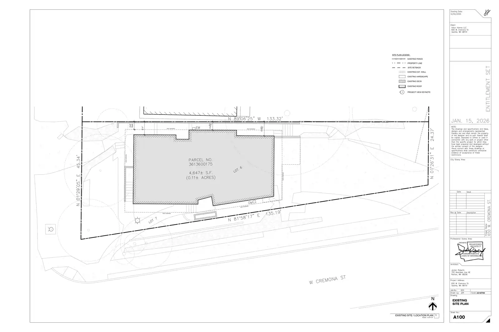 Site plan for 650 W Cremona St