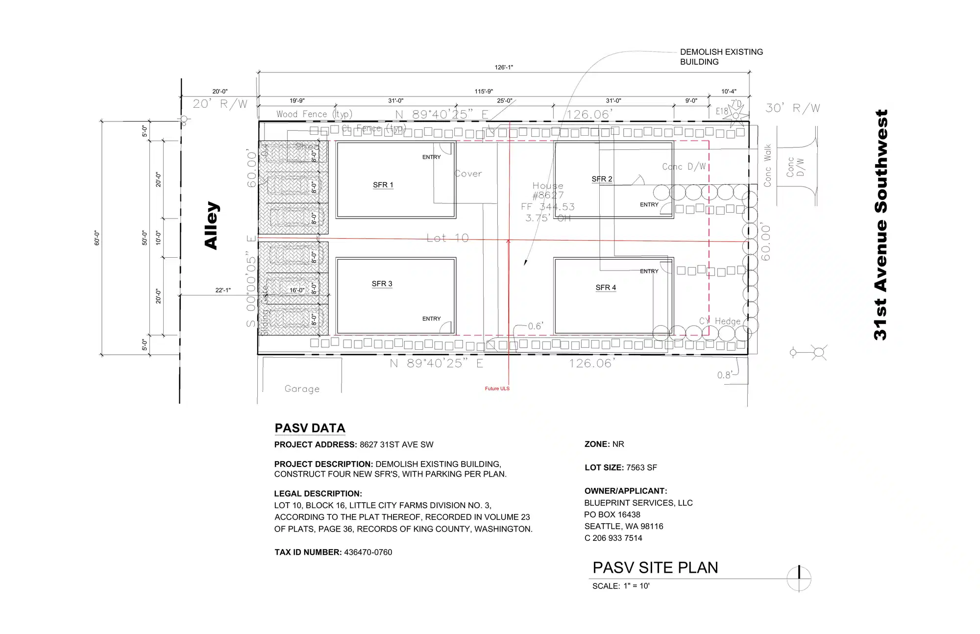 Site plan for 8627 31st Ave SW