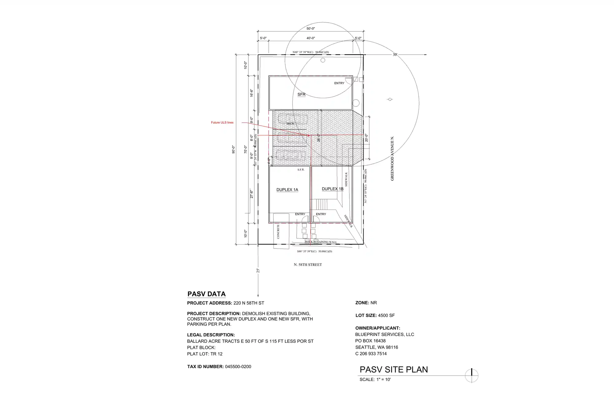 Site plan for 5805 Greenwood Ave N
