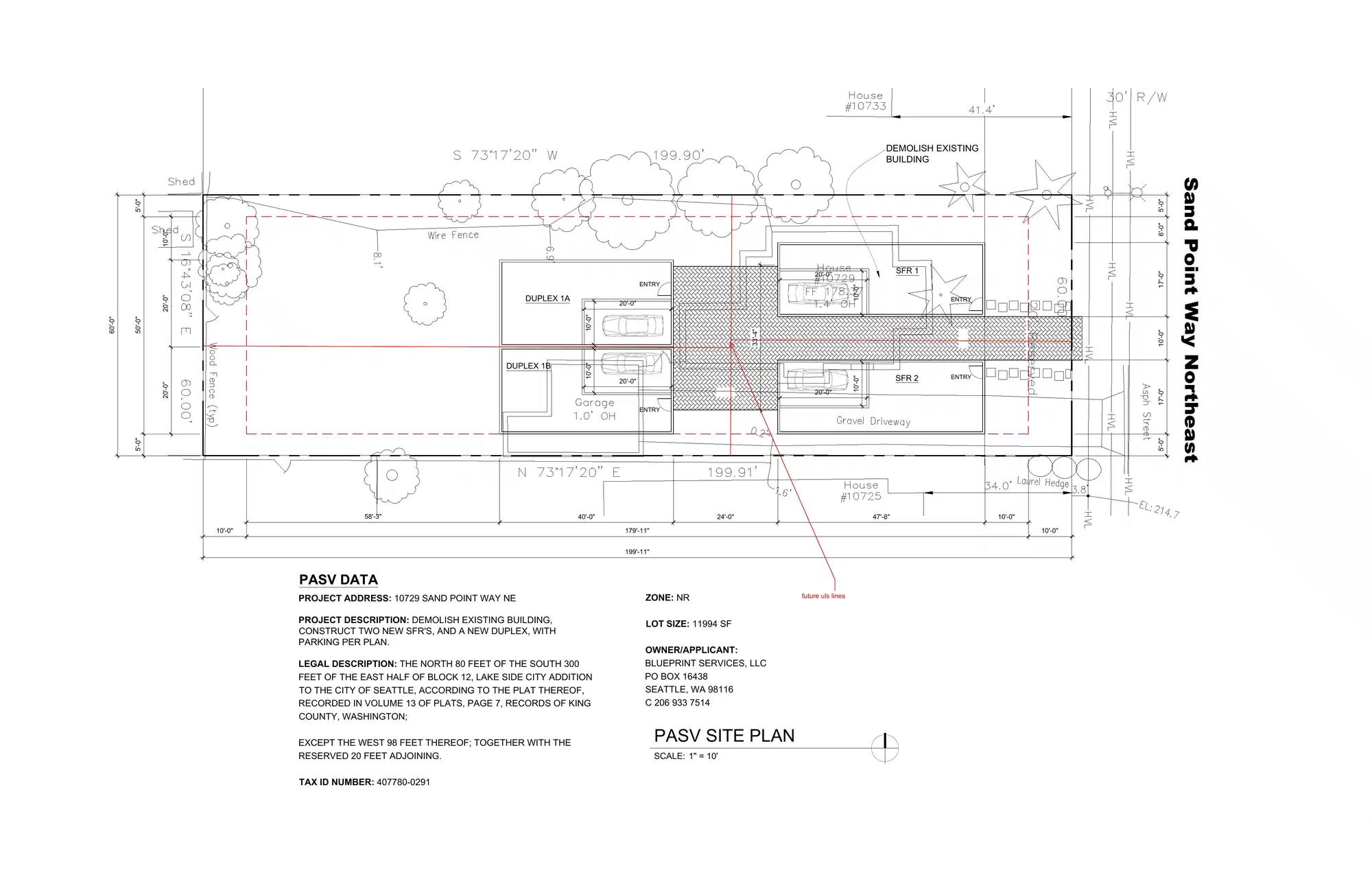 Site plan for 10729 B Sand Point Way NE
