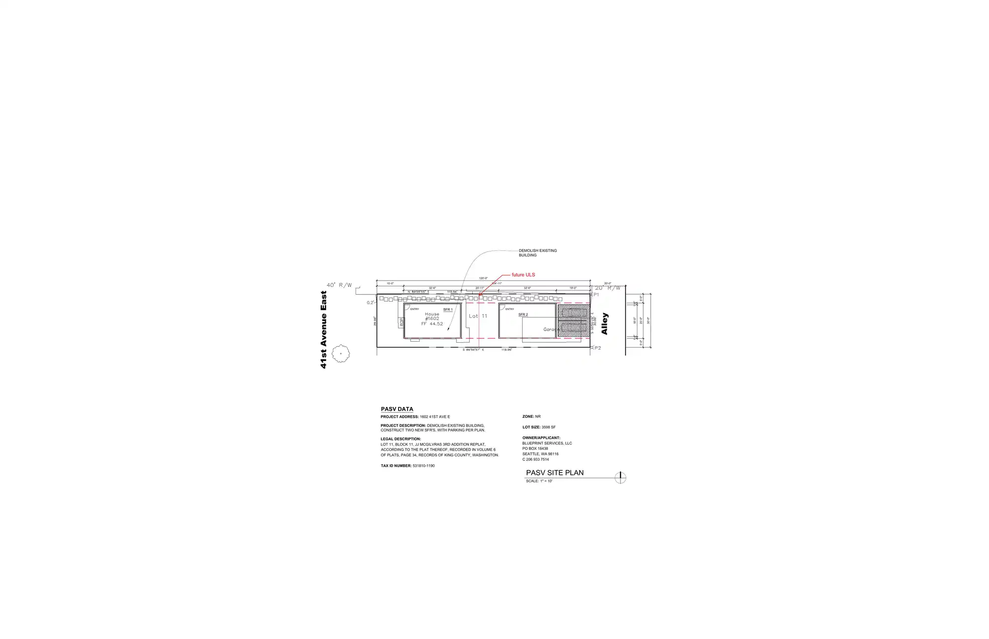 Site plan for 1604 A 41st Ave E