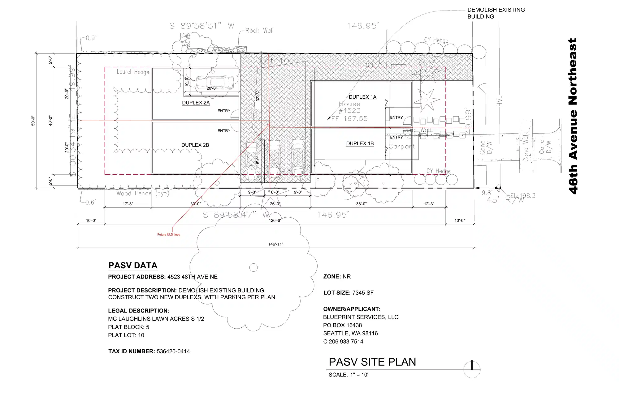 Site plan for 4523 B 48th Ave NE