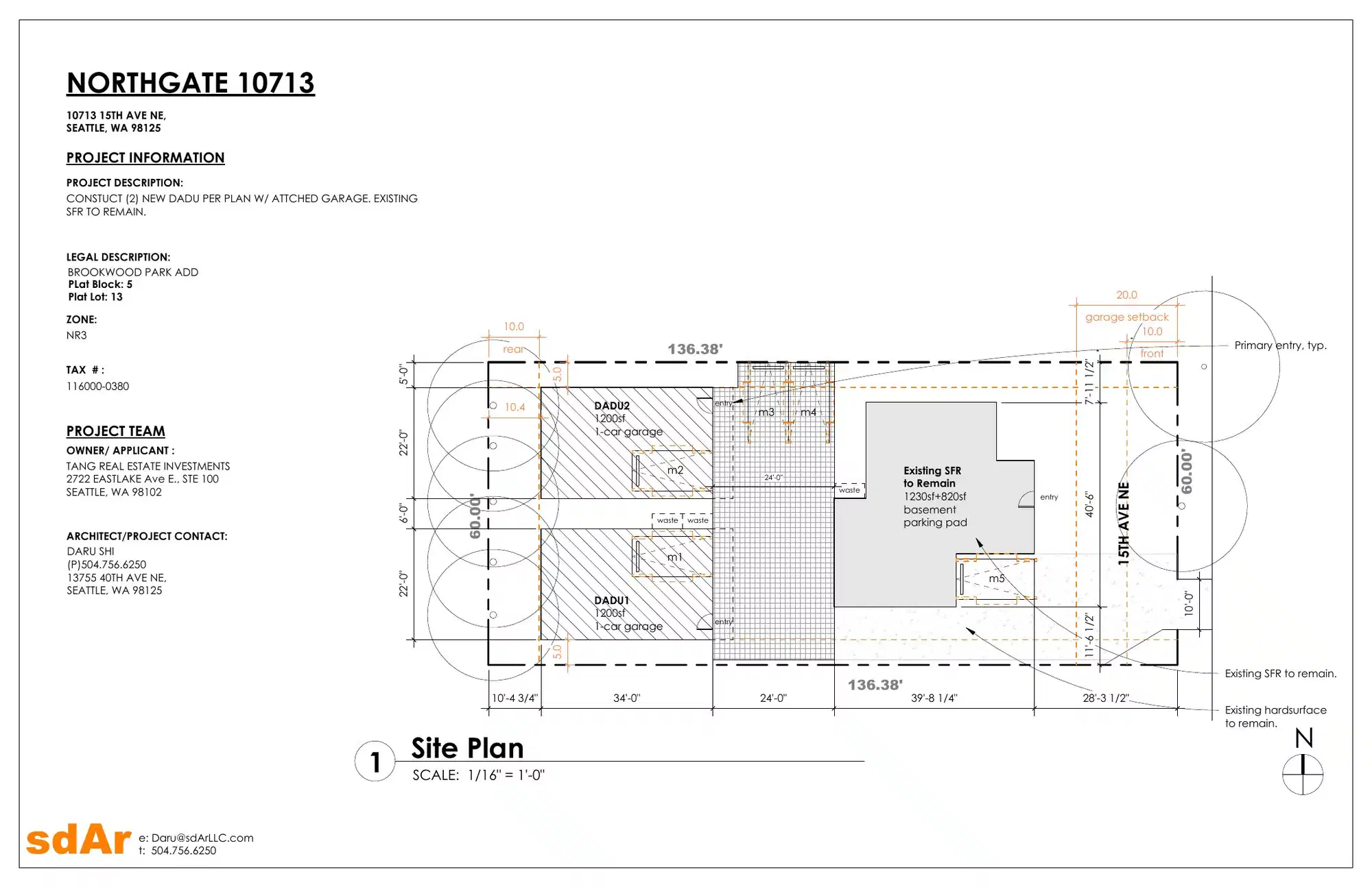 Site plan for 10709 15th Ave NE