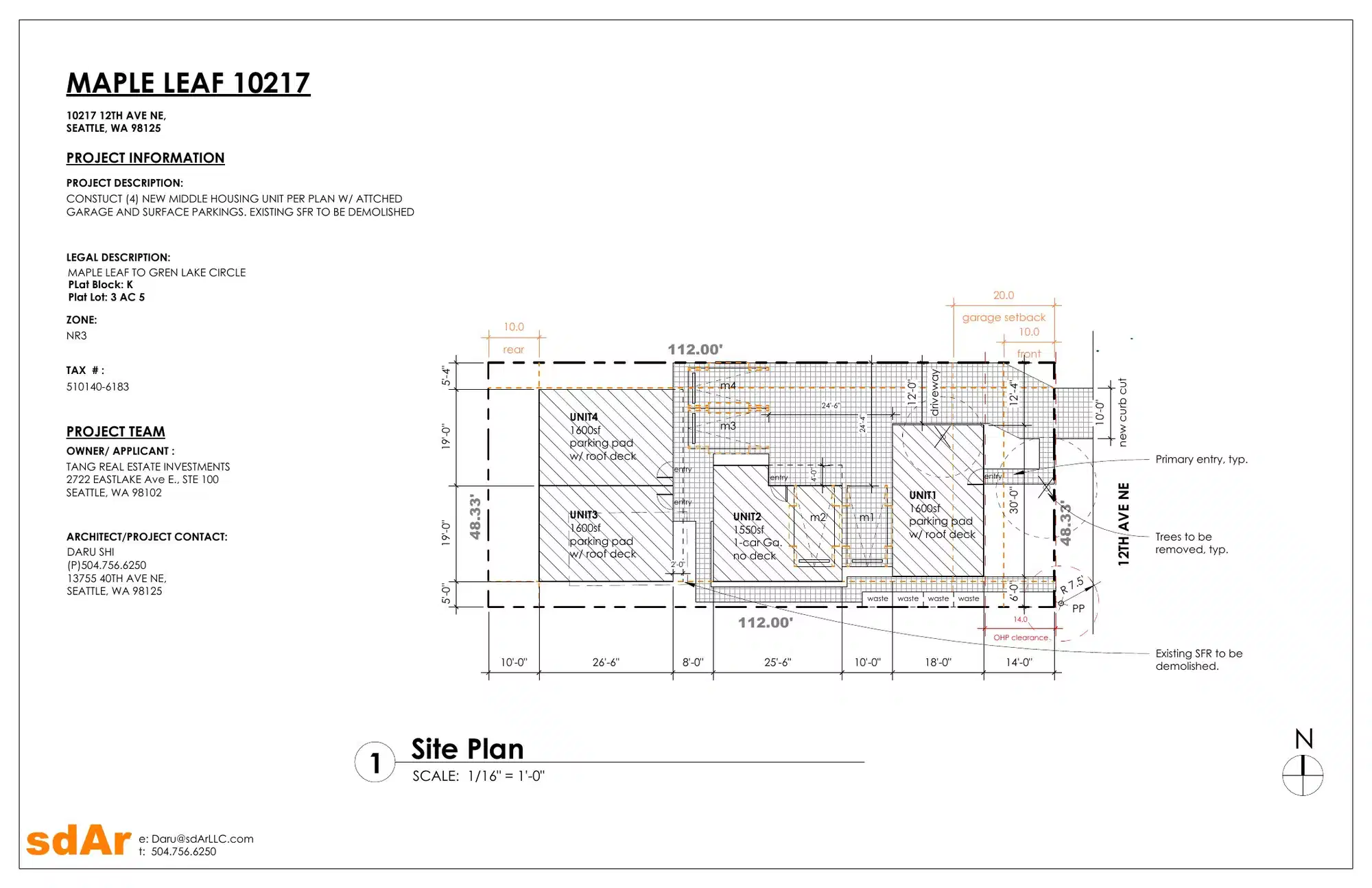 Site plan for 10215 12th Ave NE