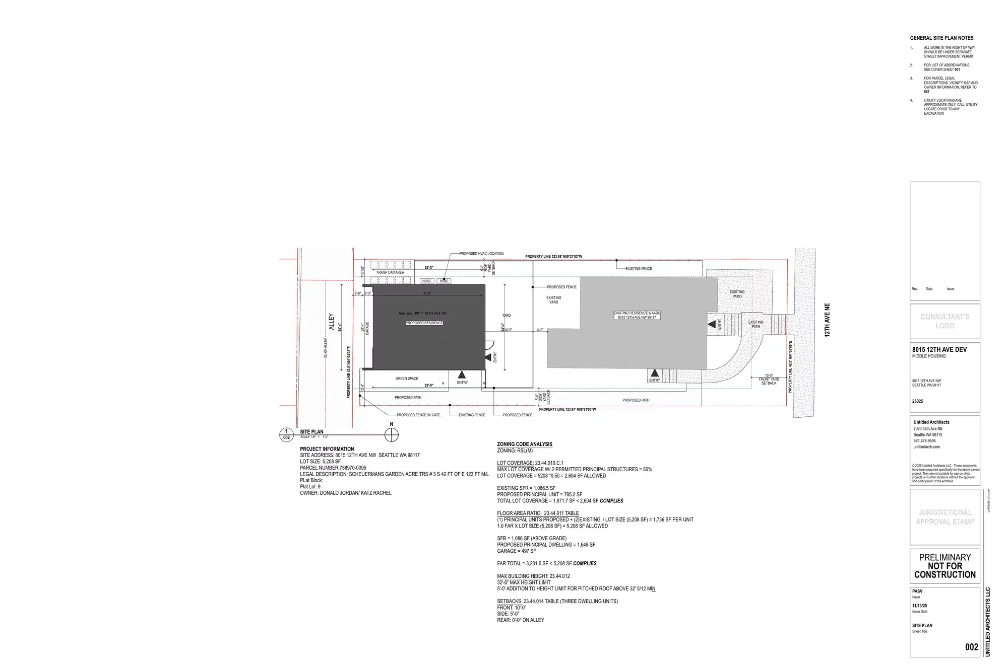 Site plan for 8017 12th Ave NW