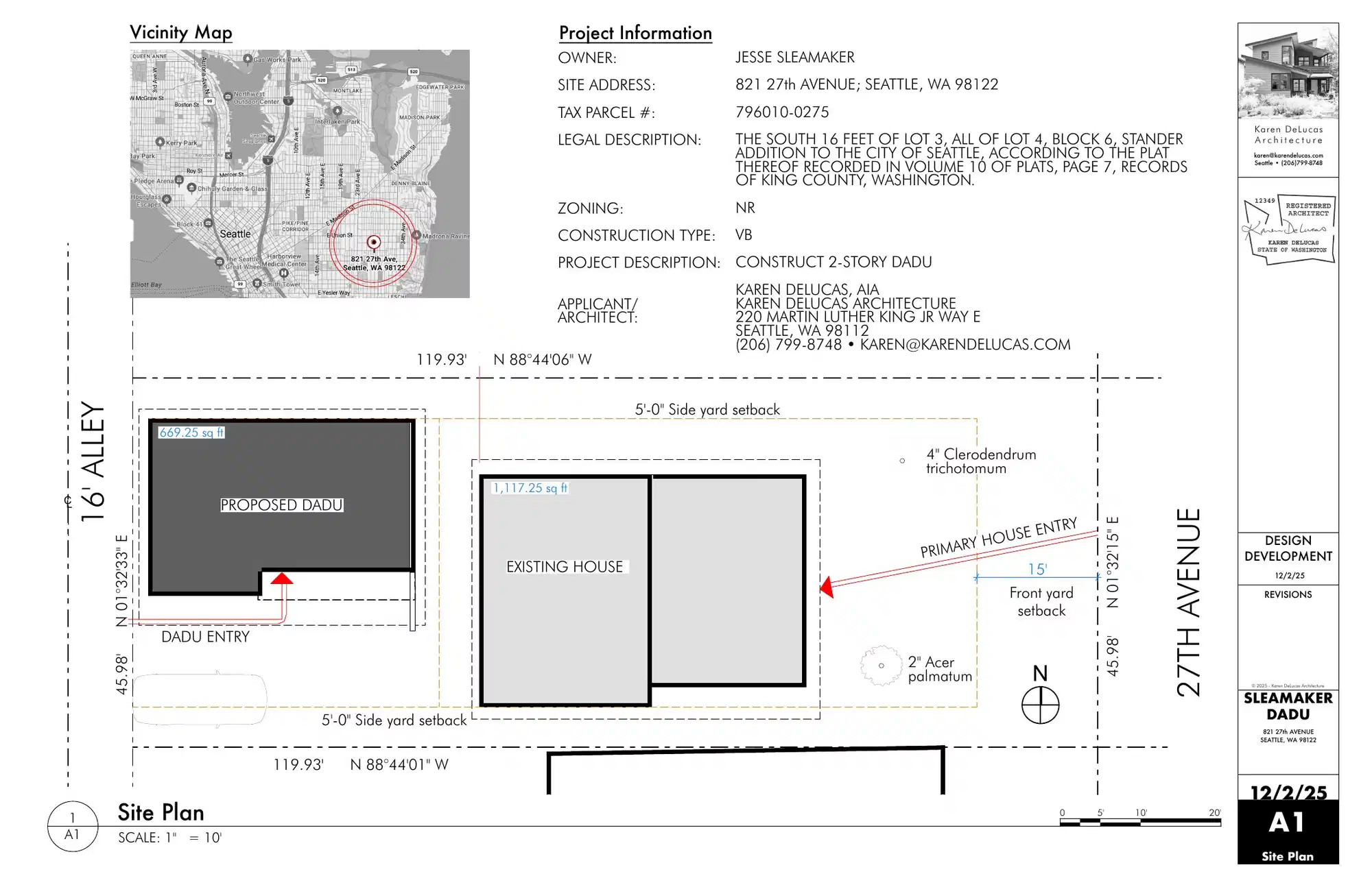 Site plan for 823 27th Ave