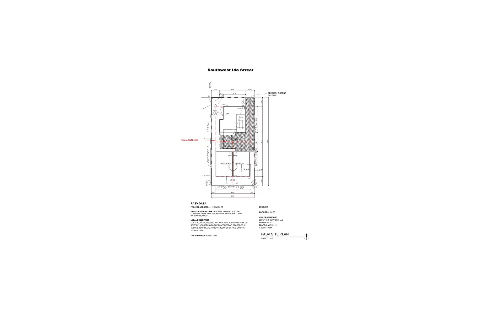 Site plan for 4111 SW Ida St