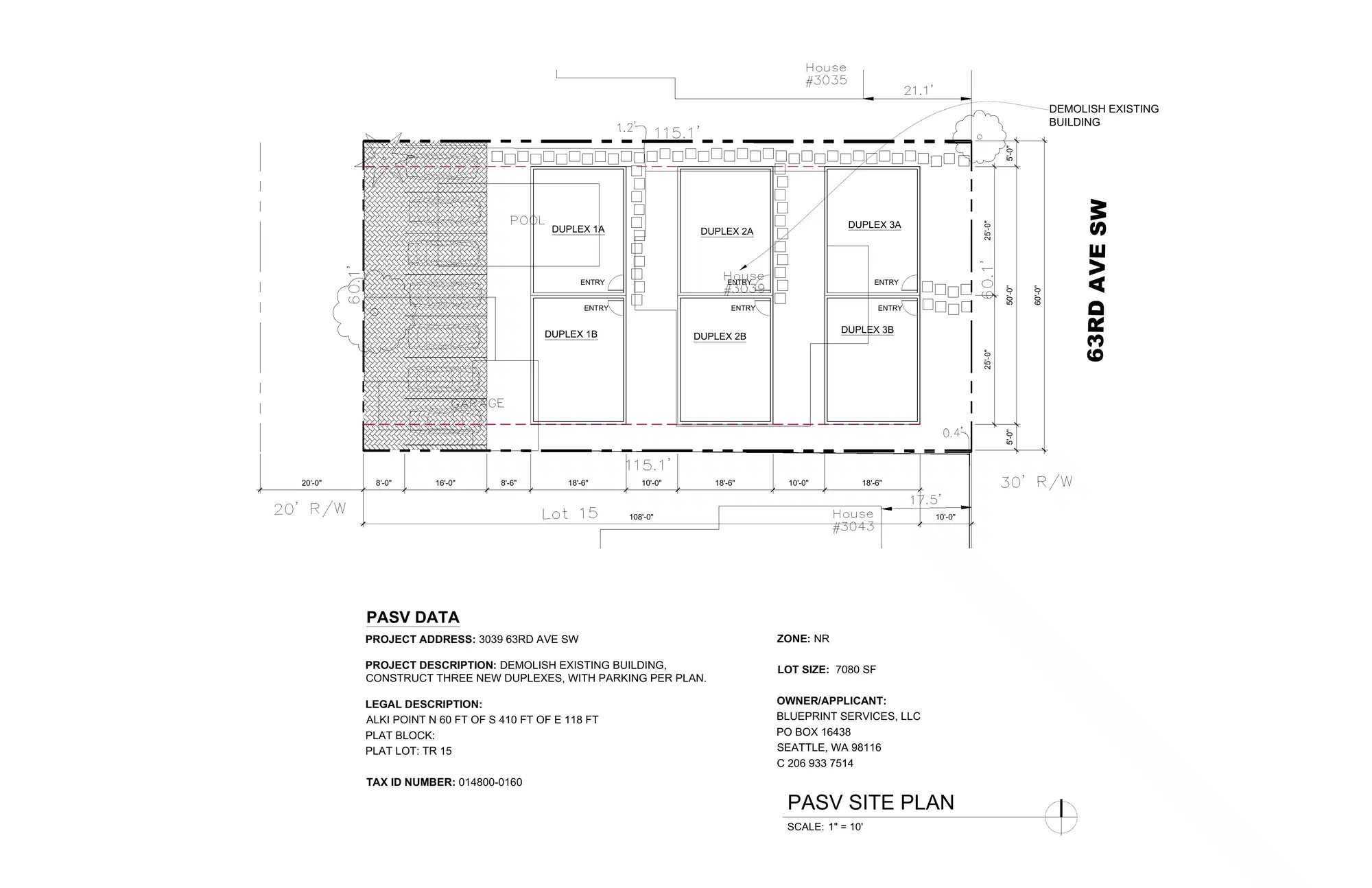 Site plan for 3039 C 63rd Ave SW