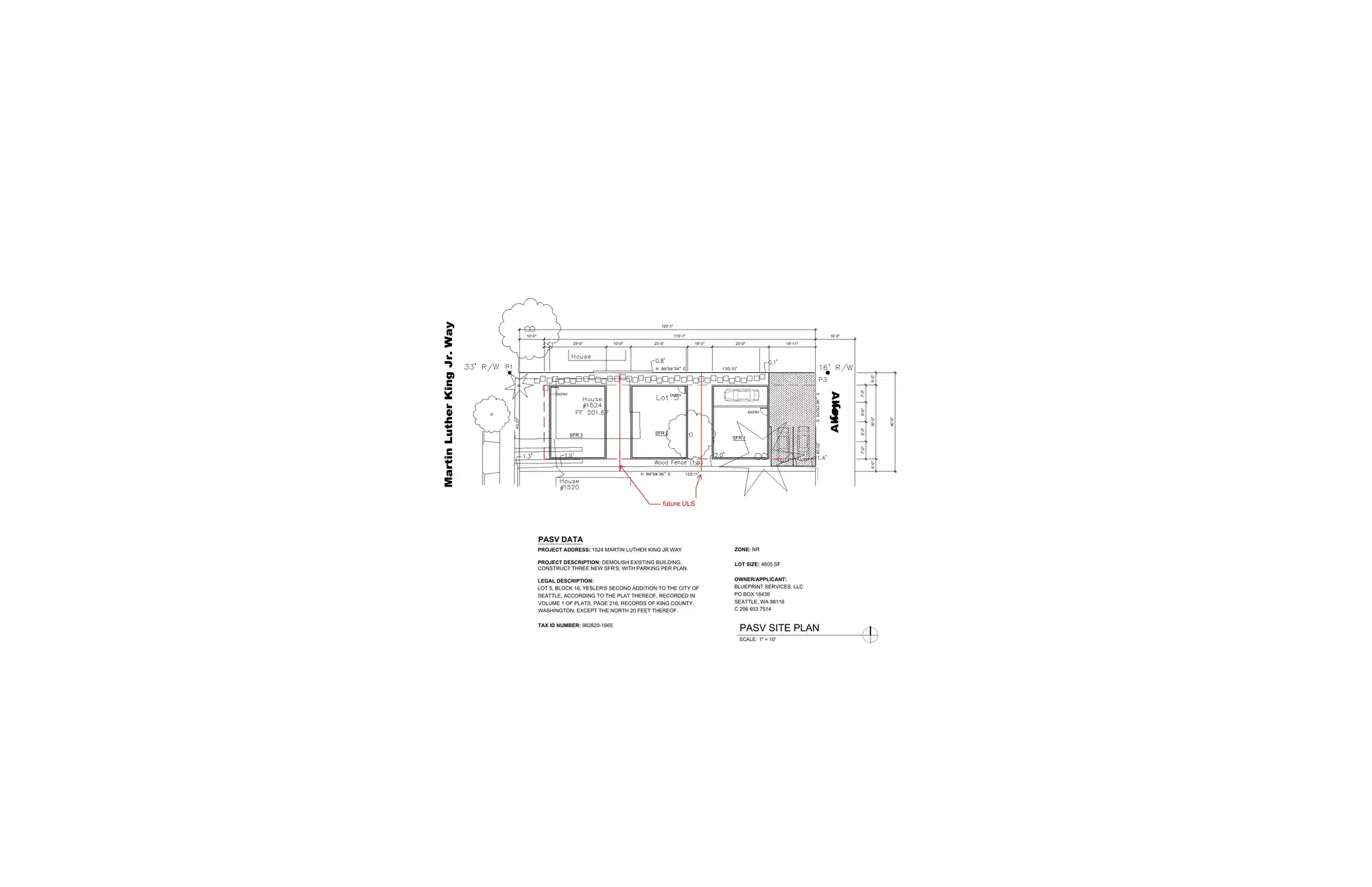 Site plan for 1524 M L King Jr Way