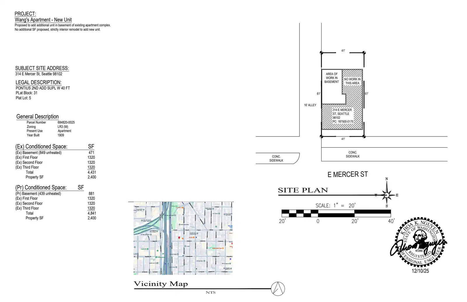 Site plan for 314 E Mercer St