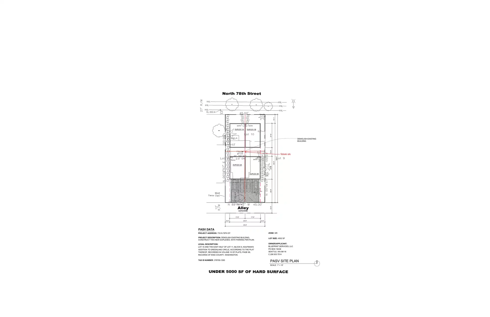 Site plan for 733 A N 78th St