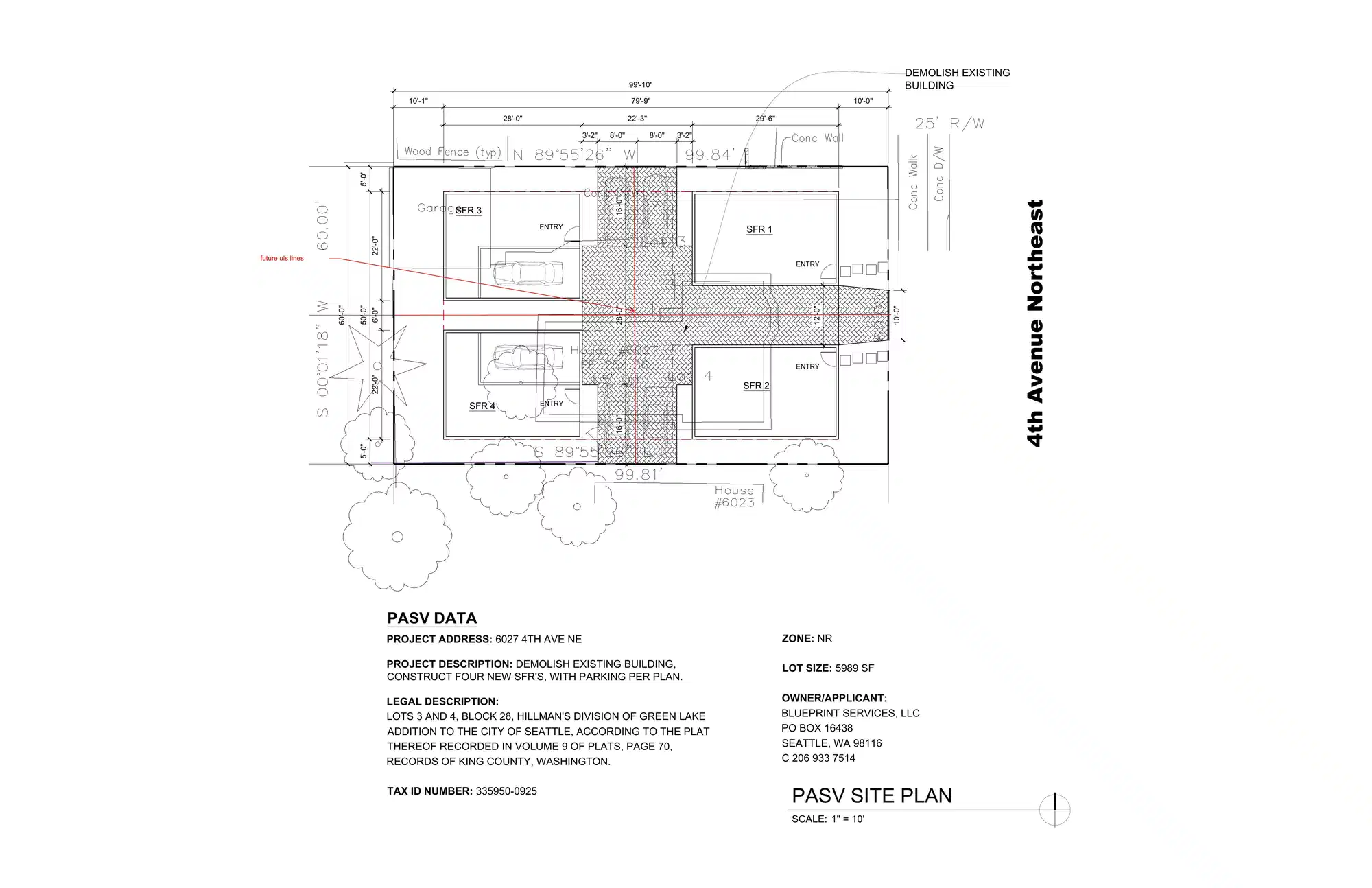 Site plan for 6025 A 4th Ave NE