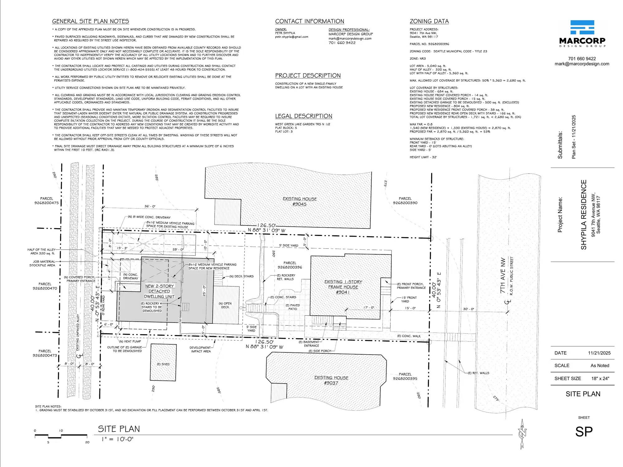Site plan for 9039 7th Ave NW