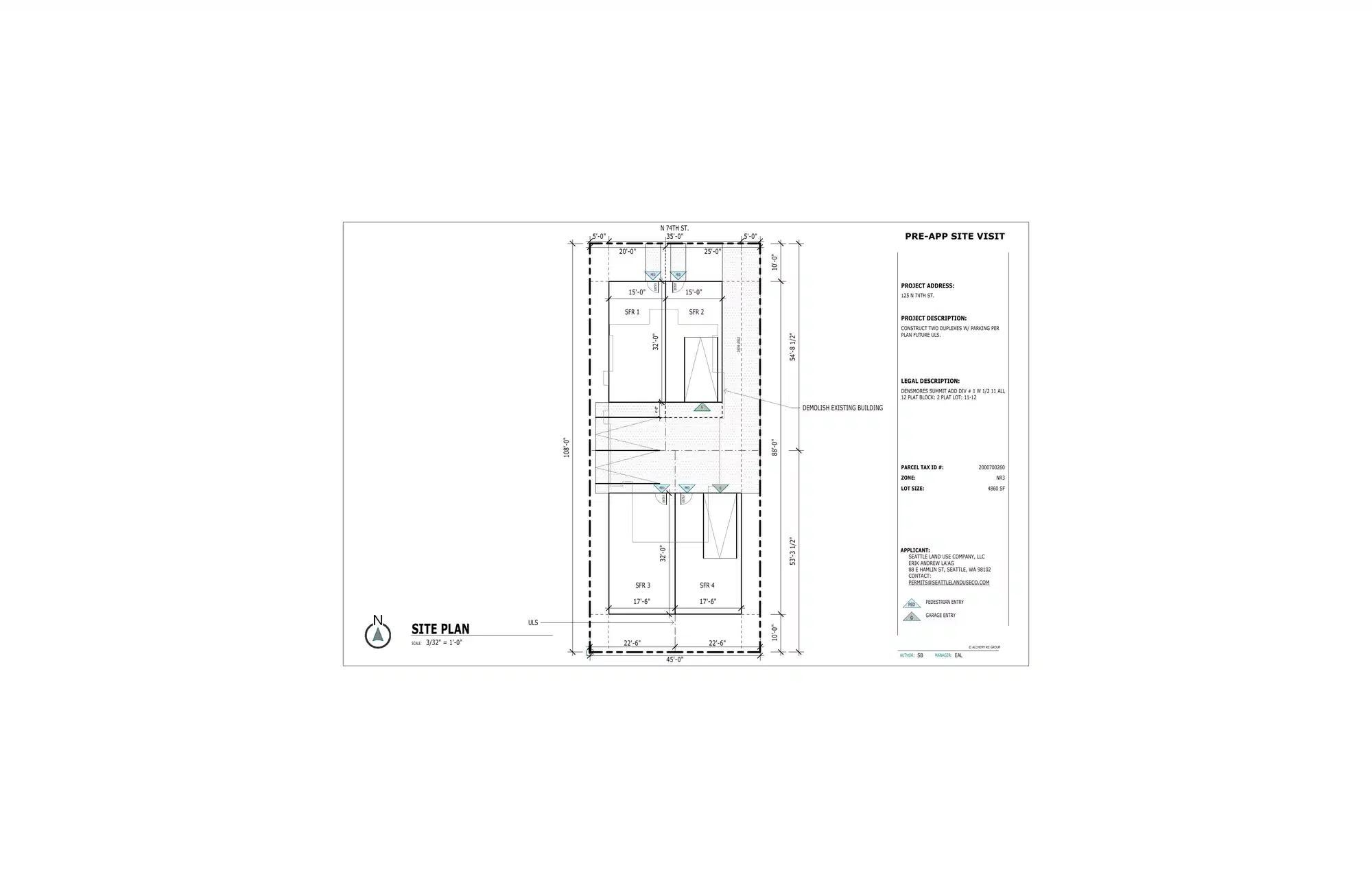 Site plan for 125 N 74th St