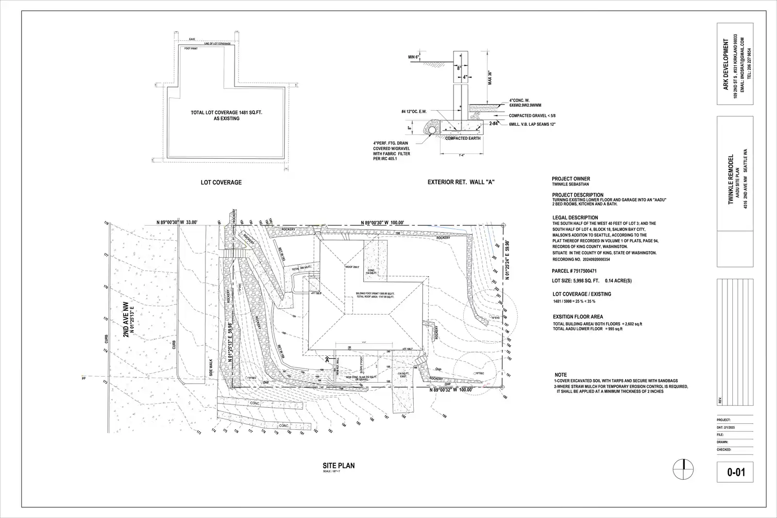 Site plan for 4516 2nd Ave NW