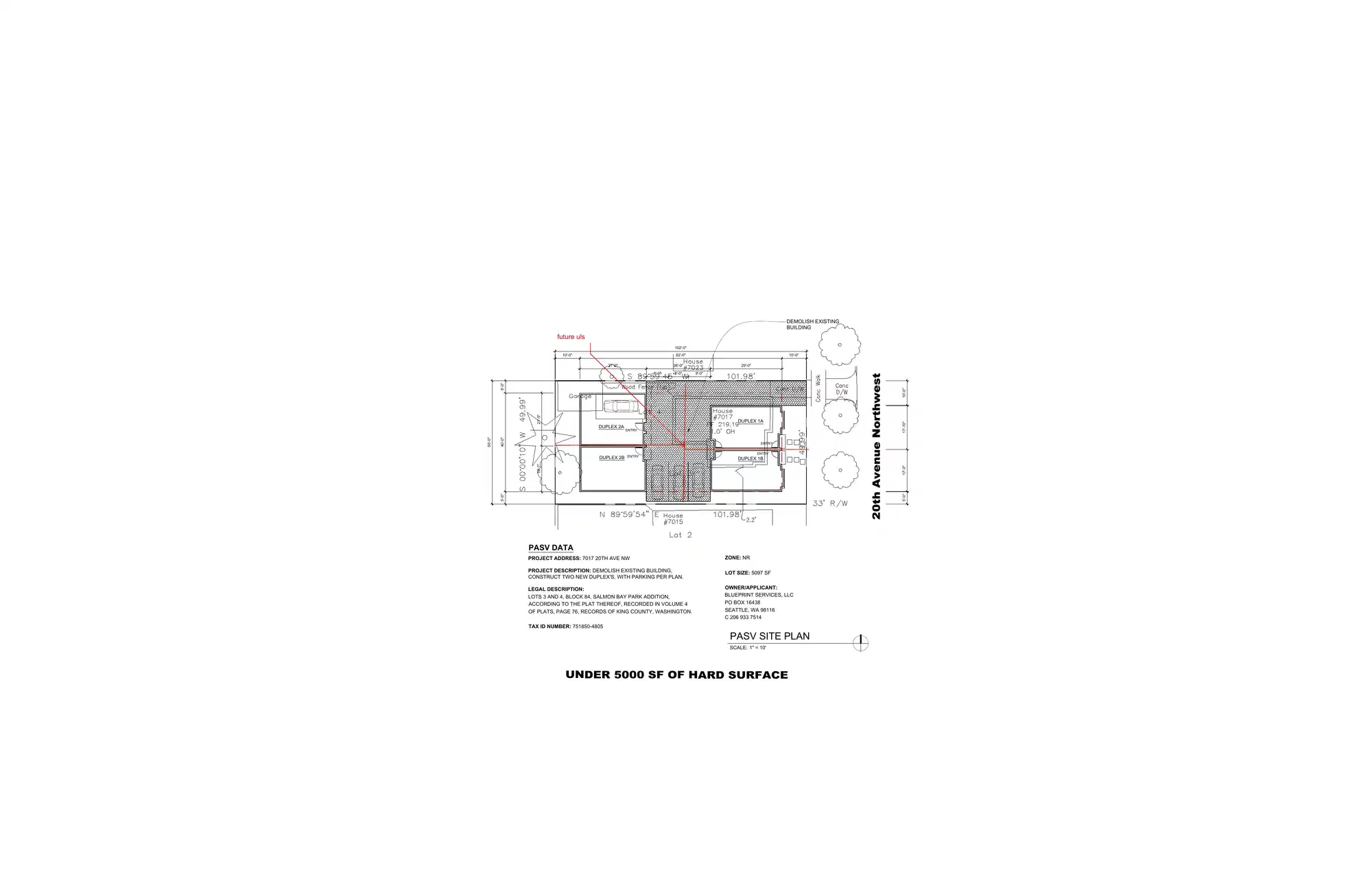 Site plan for 7019 A 20th Ave NW