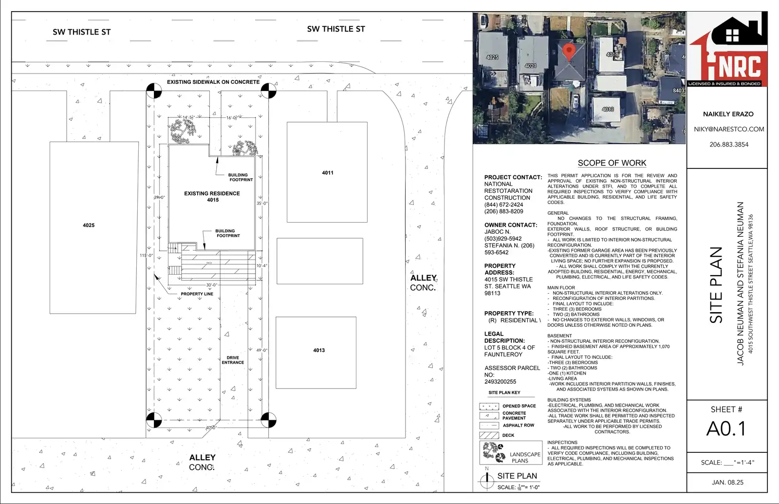 Site plan for 4015 SW Thistle St