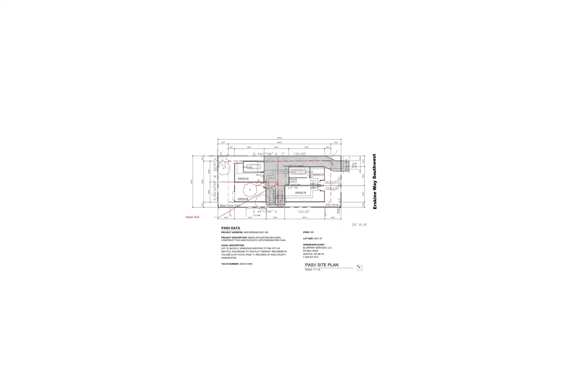 Site plan for 4901 A Erskine Way SW