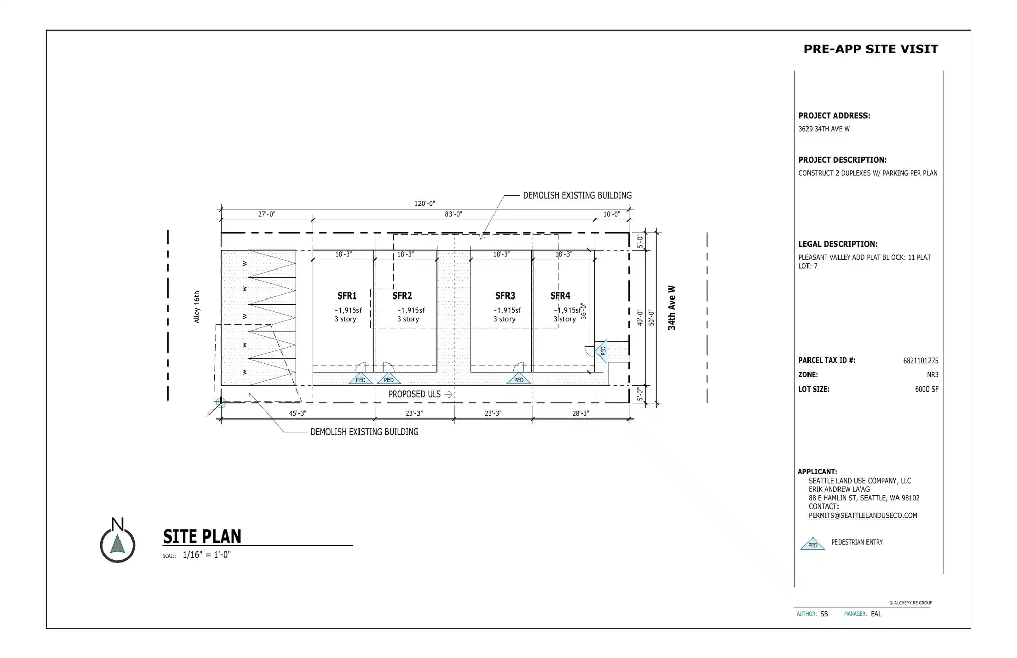 Site plan for 3631 A 34th Ave W