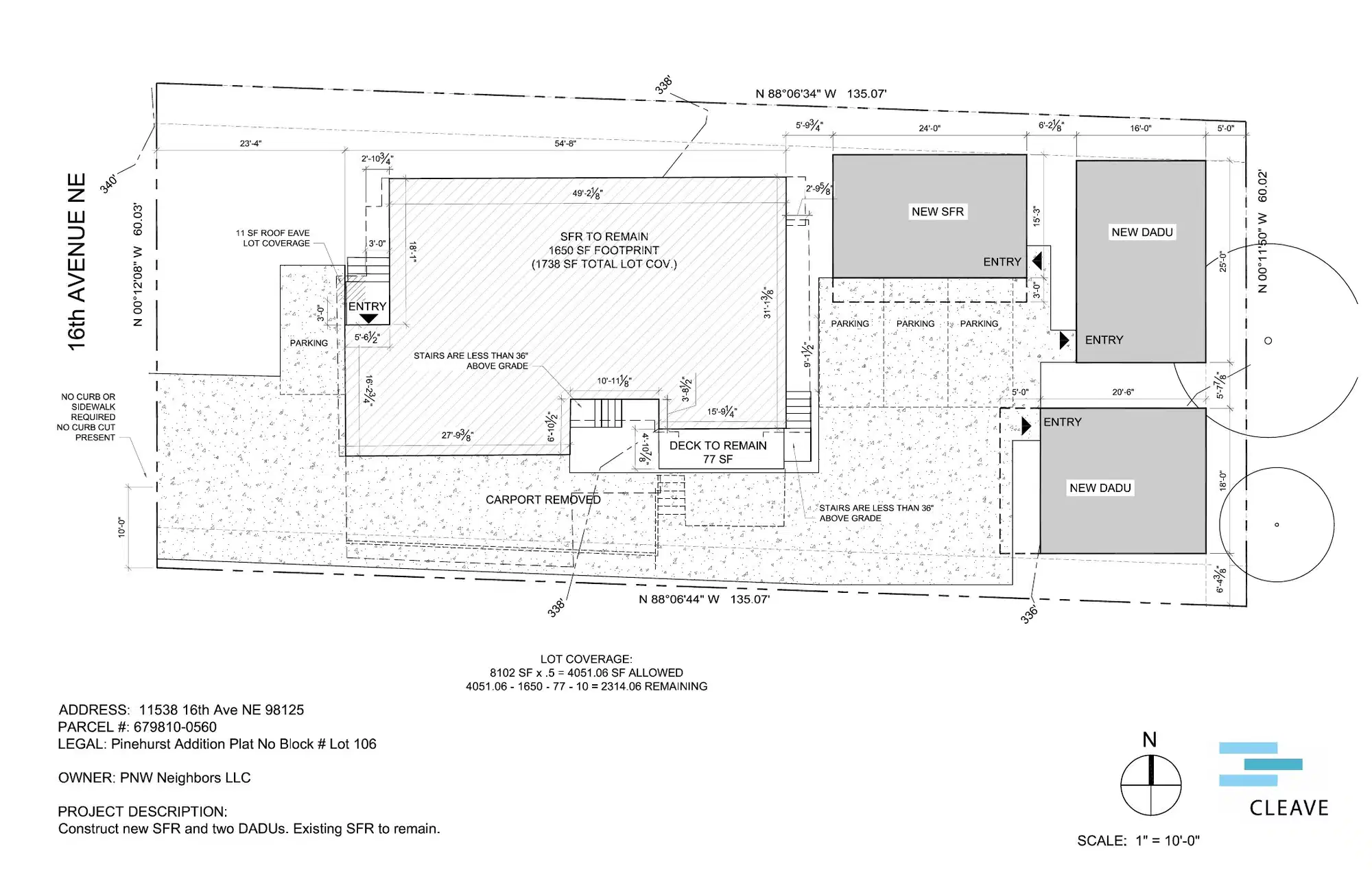 Site plan for 11532 16th Ave NE