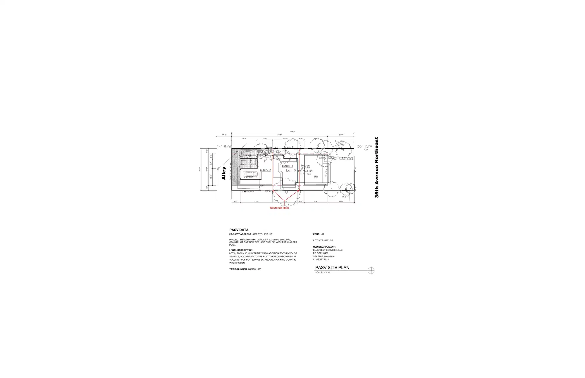 Site plan for 5537 35th Ave NE