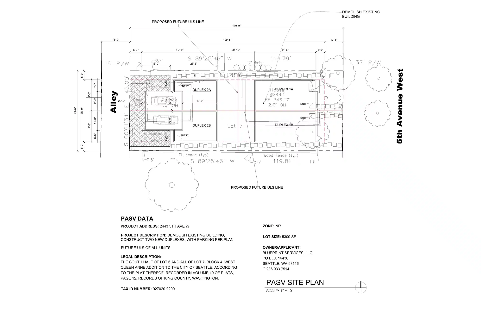 Site plan for 2439 5th Ave W