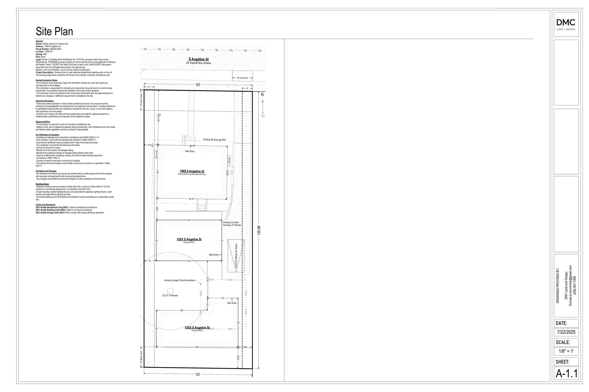 Site plan for 1573 S Angeline St
